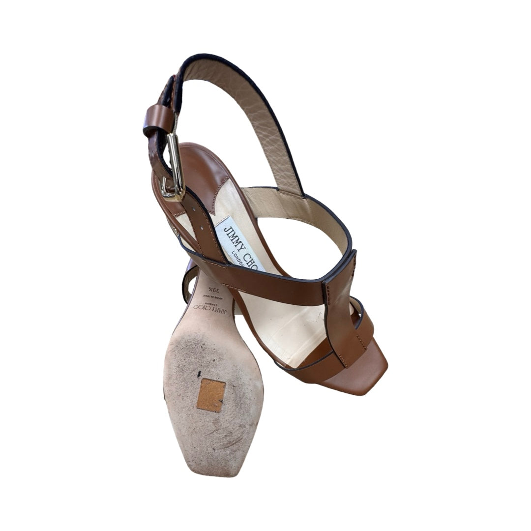 Sandals Luxury Designer By Jimmy Choo In Brown, Size:9 (EU39.5)