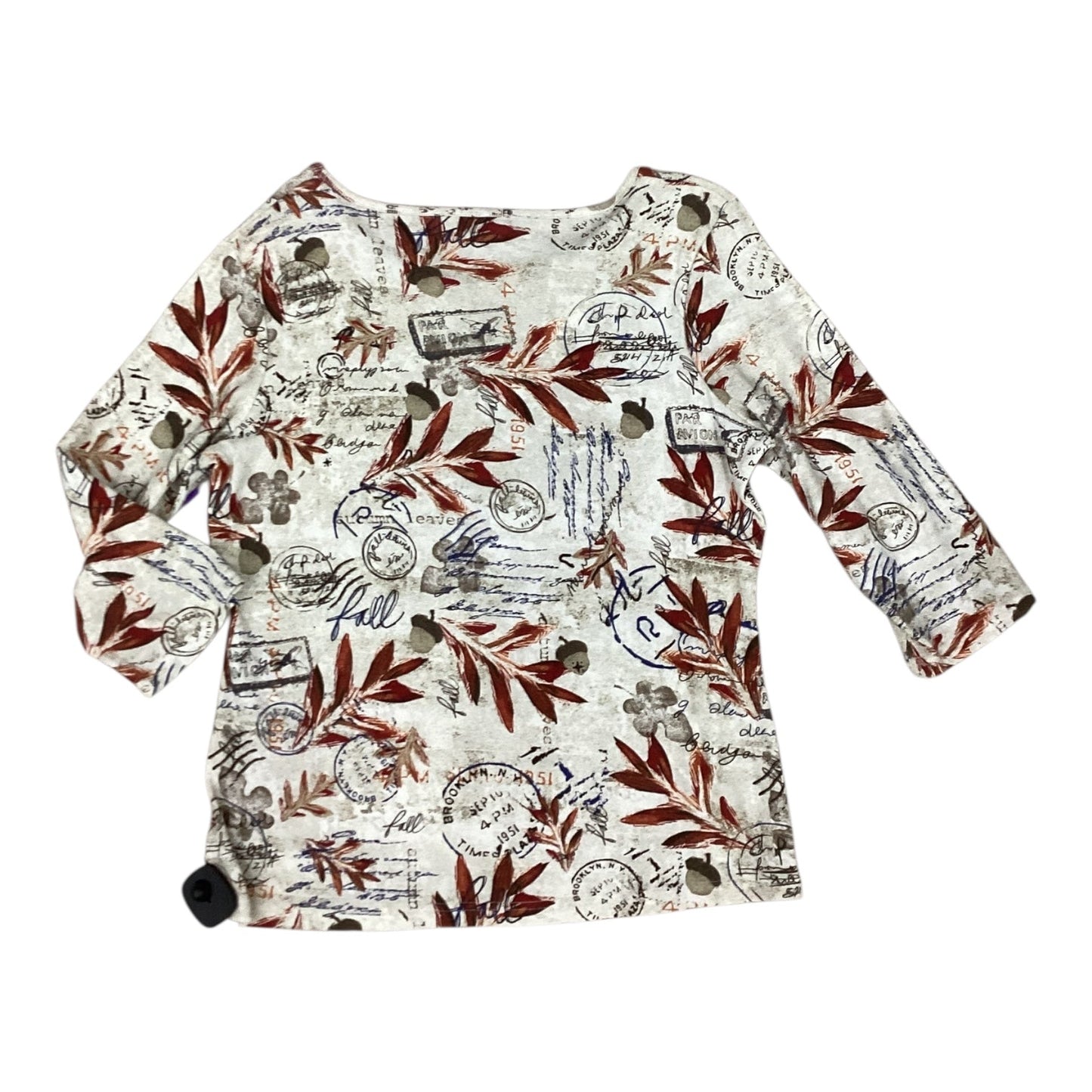 Top 3/4 Sleeve By Christopher And Banks In Blue & Brown, Size:L