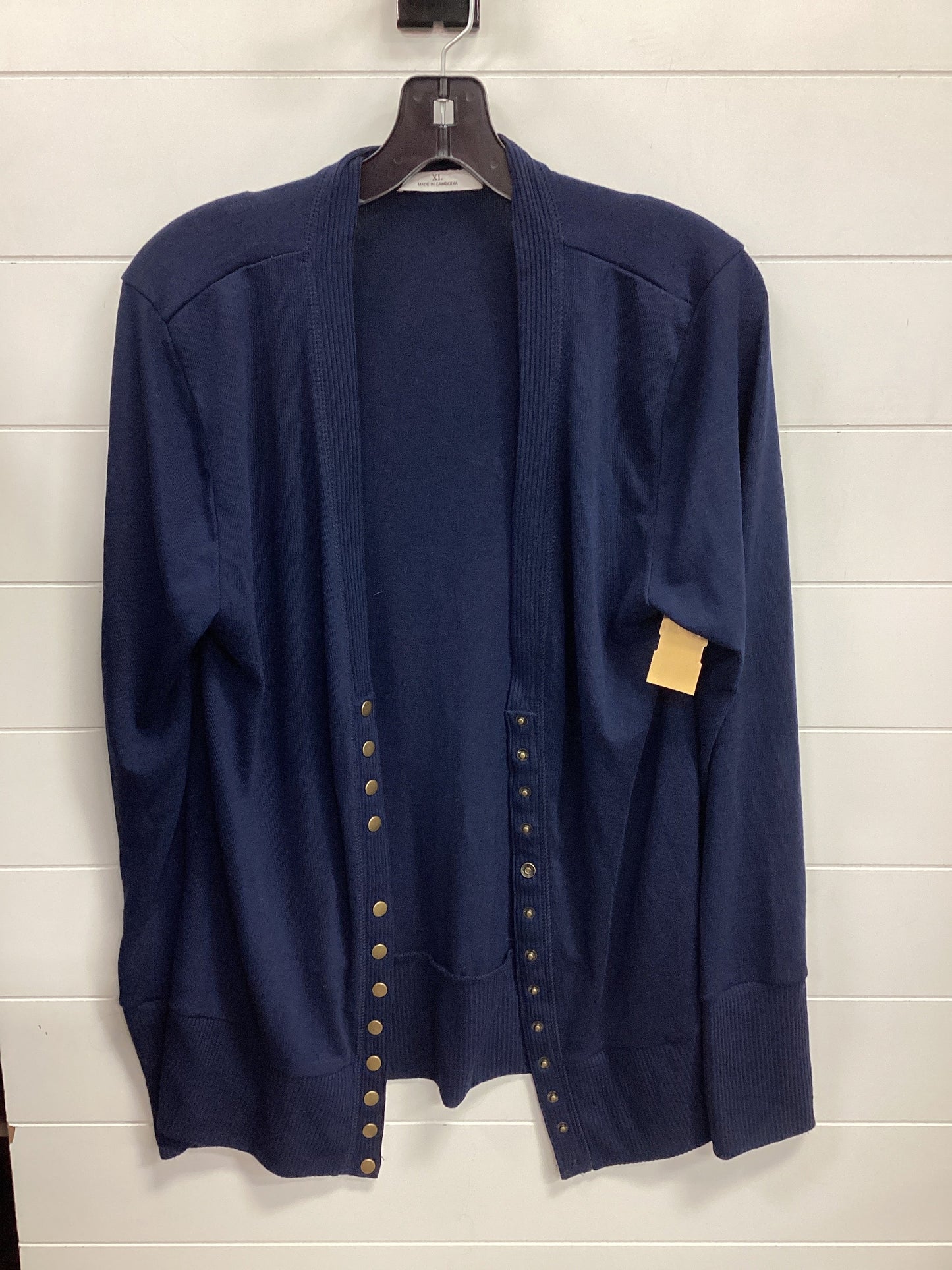 Cardigan By Zenana Outfitters In Navy, Size:Xl