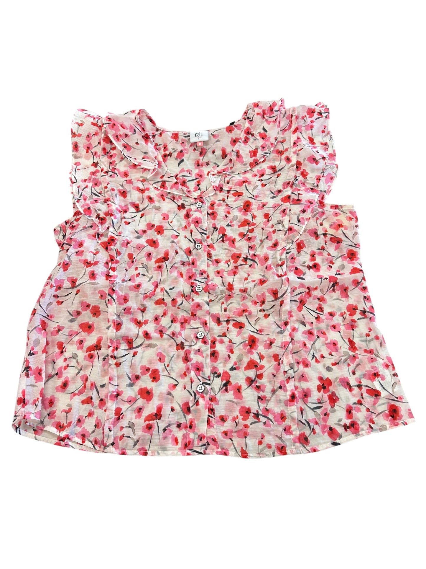 Blouse Sleeveless By Cabi In Pink & Red, Size:L