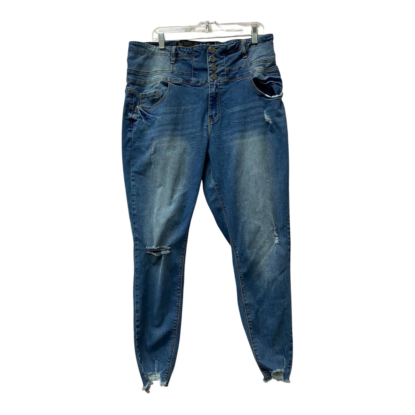 Jeans Cropped By Chic In Blue, Size:18