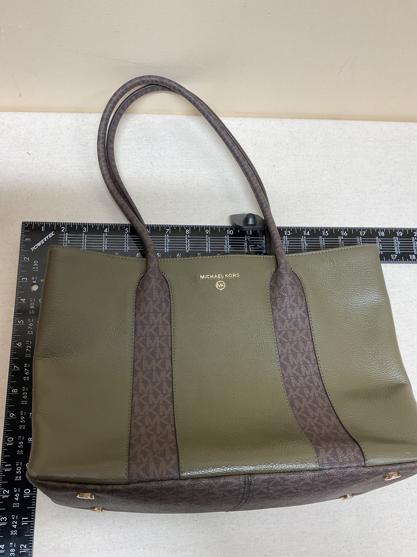 Handbag Designer By Michael Kors In Brown & Green, Size:Large