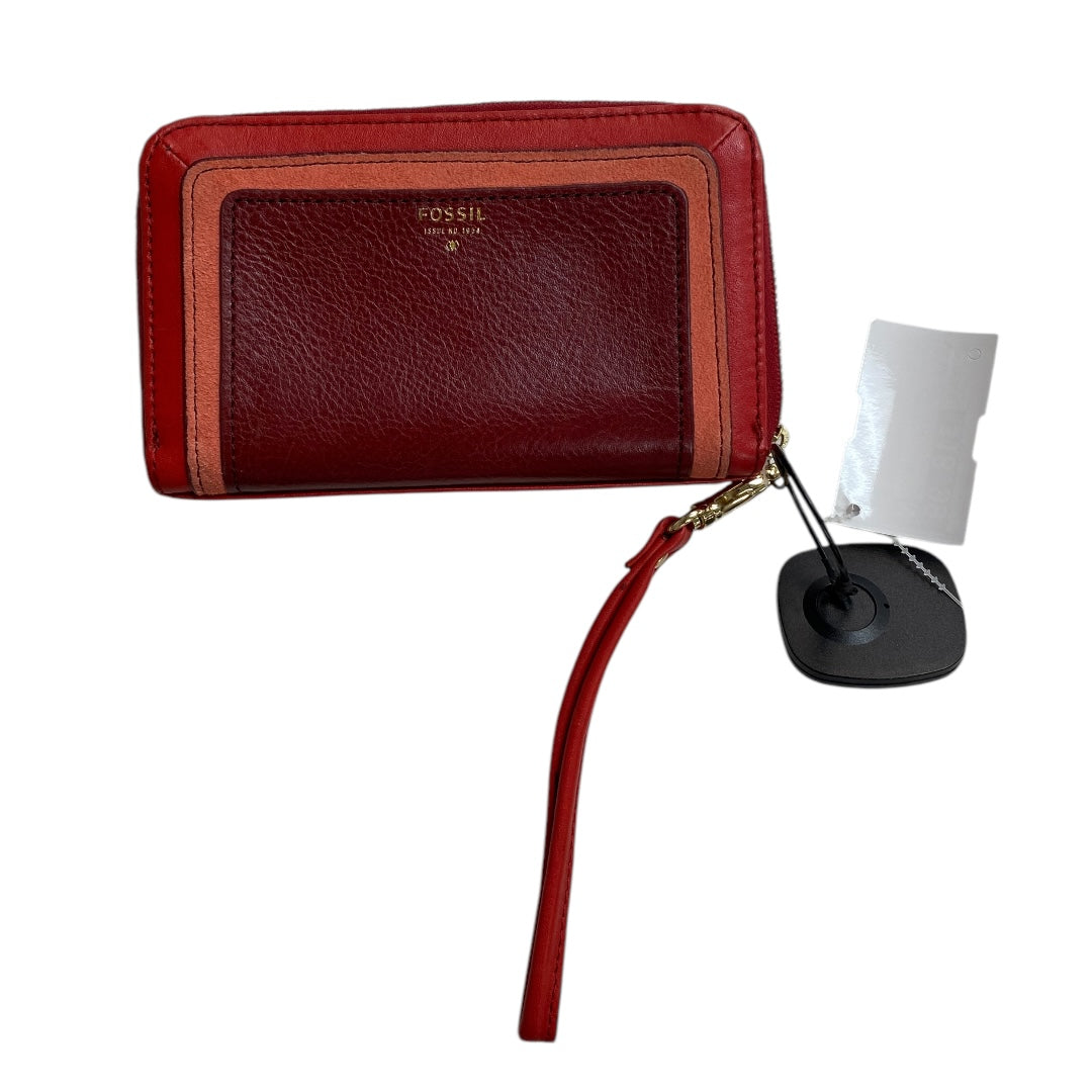 Wallet Leather By Fossil In Red, Size:Medium