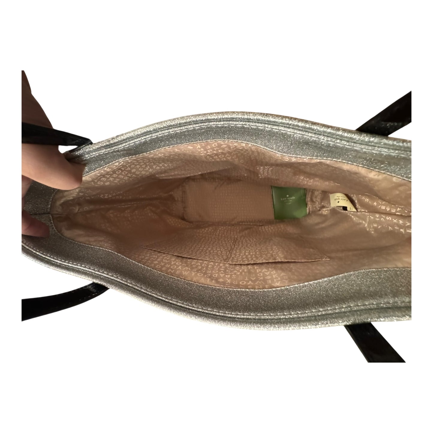 Handbag Designer By Kate Spade In Silver, Size:Large