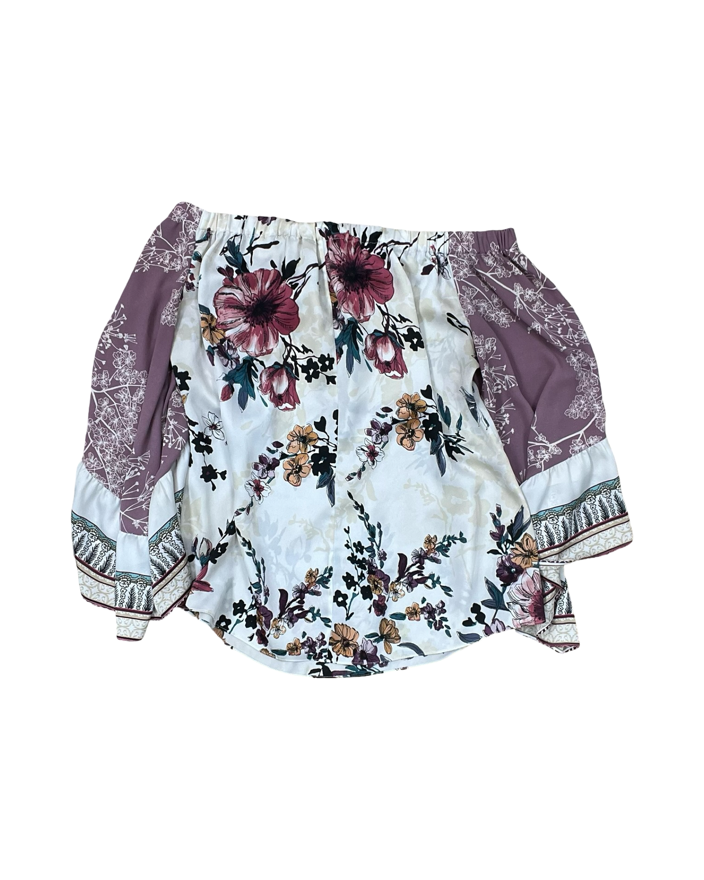 Top 3/4 Sleeve By White House Black Market In Purple & White, Size:M