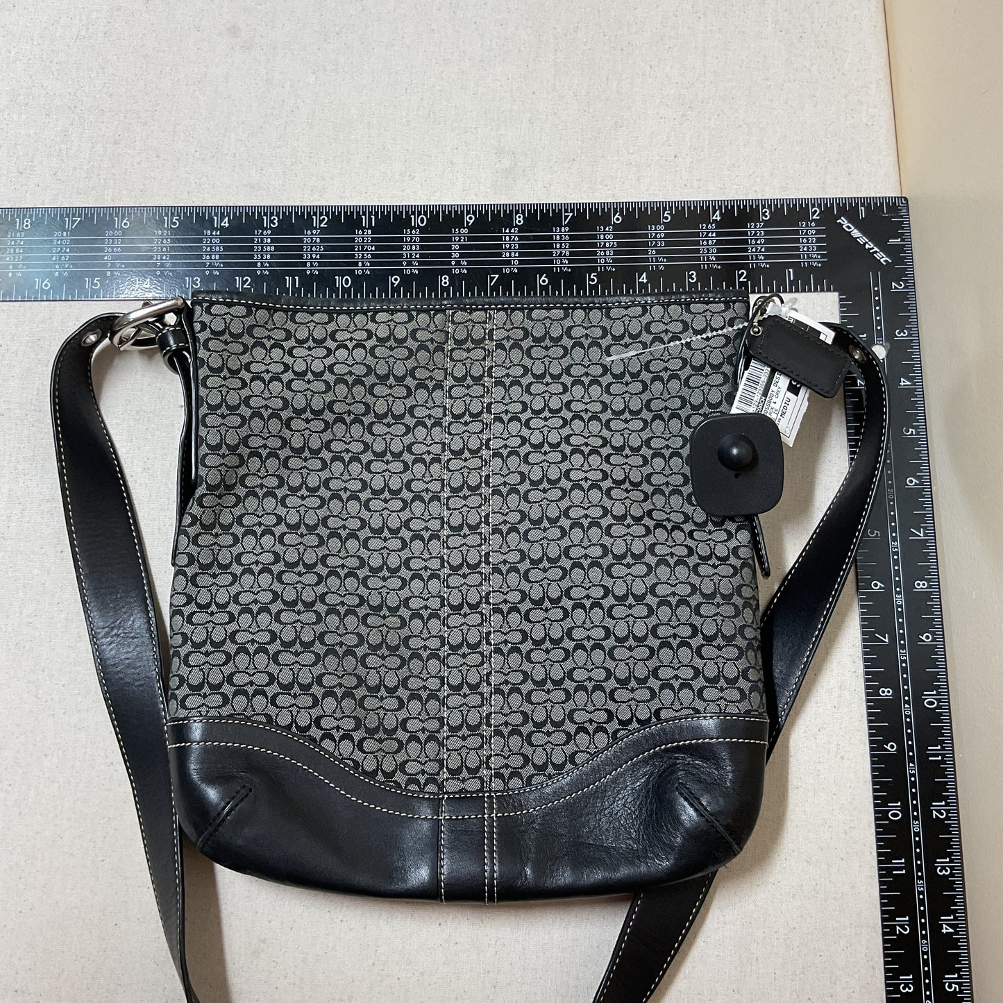 Crossbody Designer By Coach In Black & Grey, Size:Medium