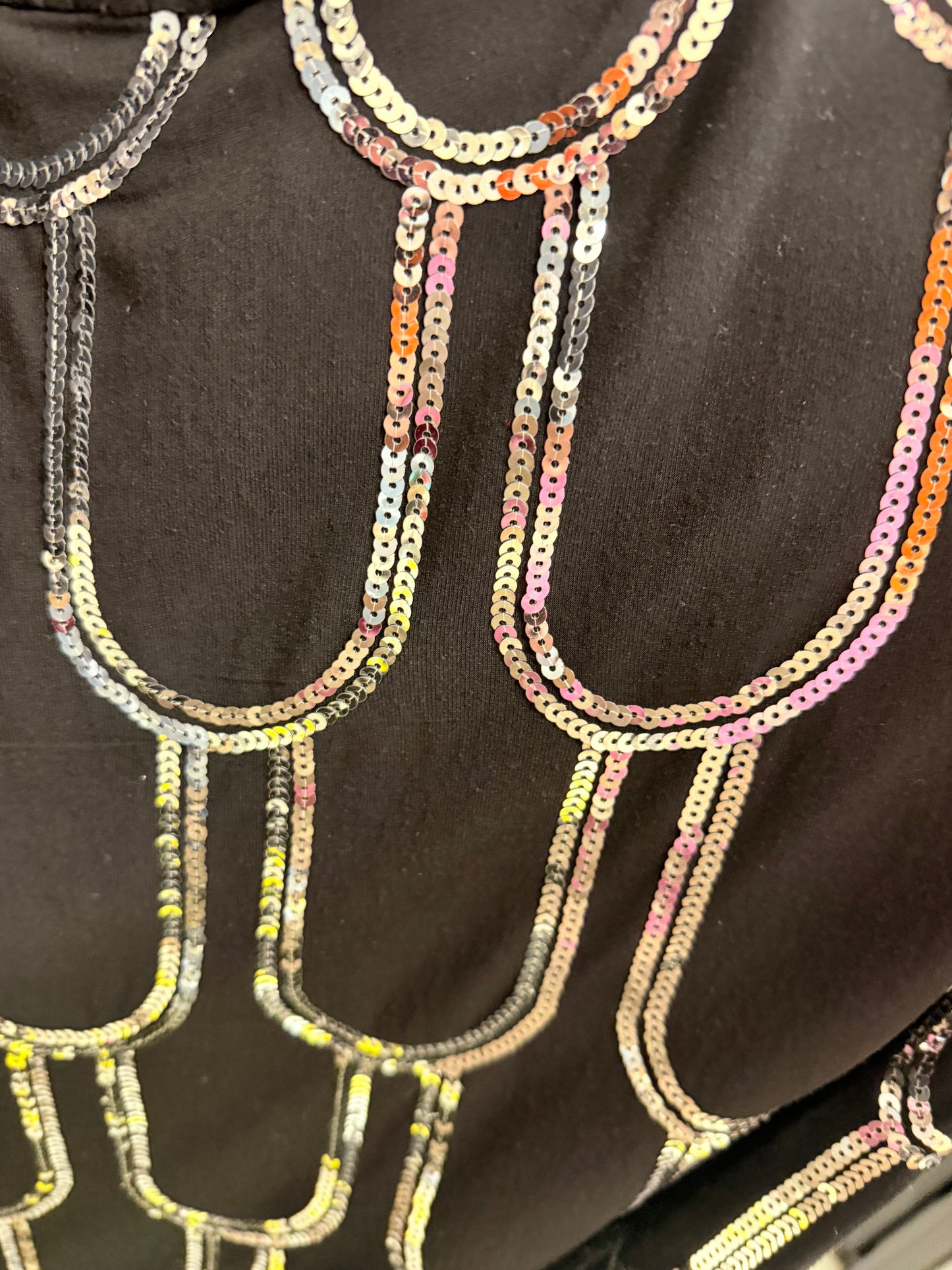 Dress Party Midi By Dressbarn In Black & Silver, Size: Xl