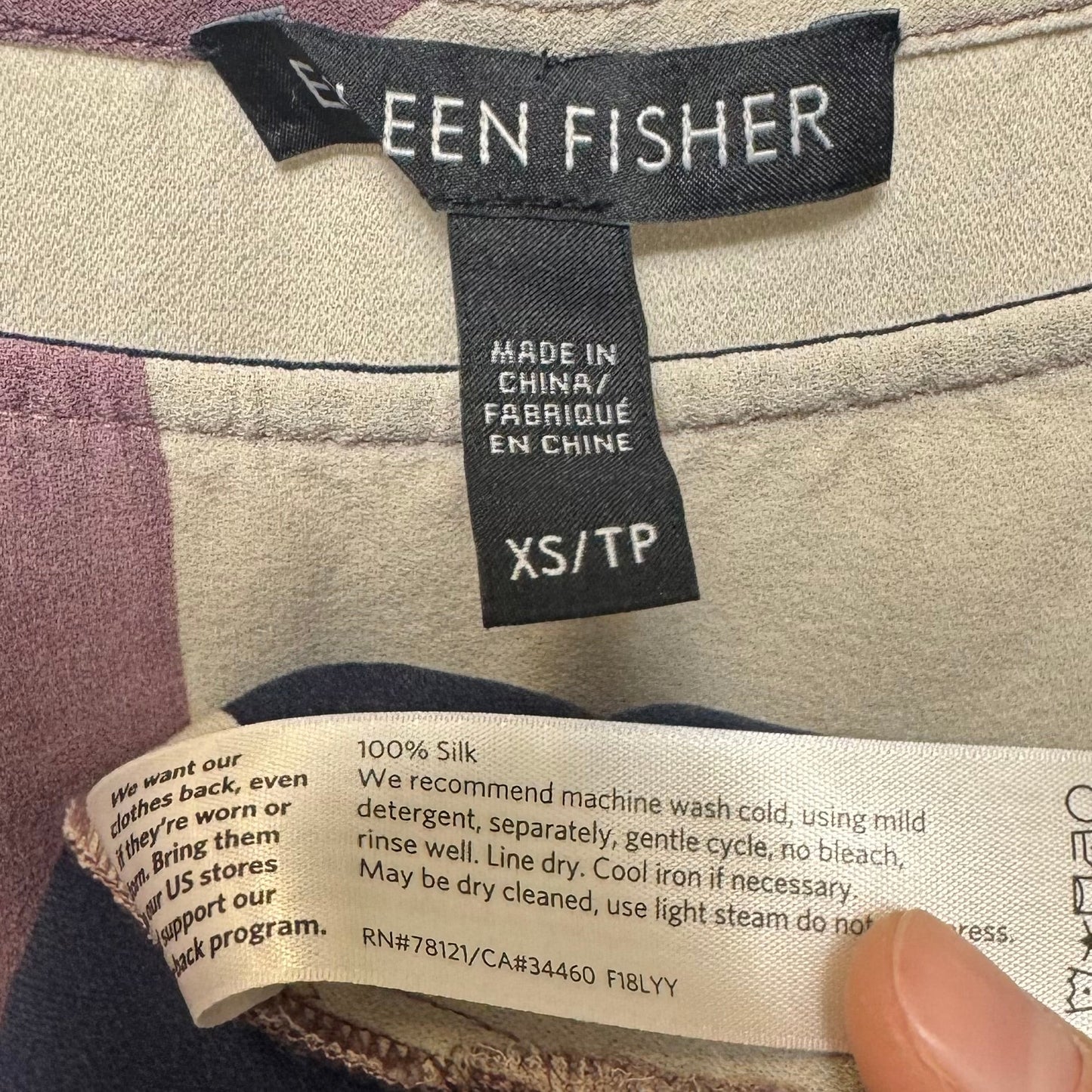 Silk Top Sleeveless By Eileen Fisher In Striped Pattern, Size: Xs