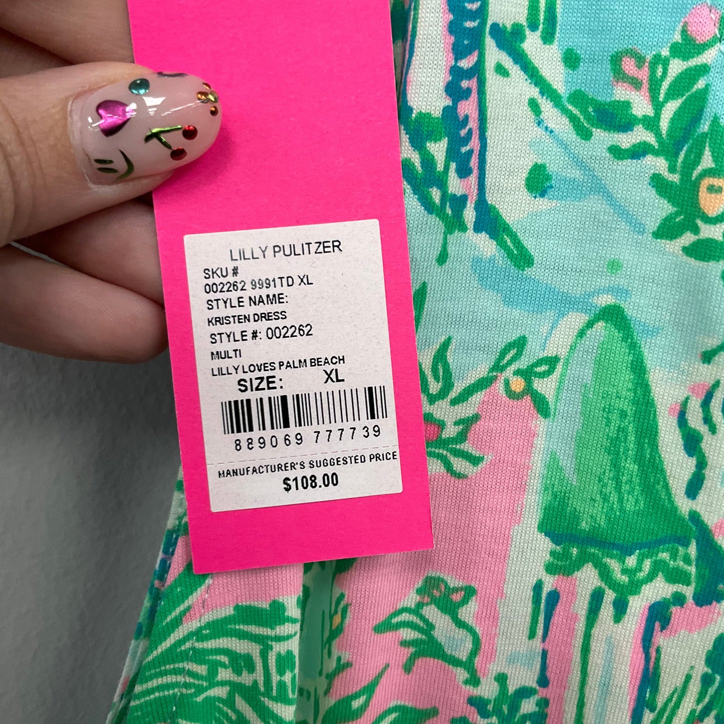 Dress Designer By Lilly Pulitzer In Green & Pink, Size: Xl