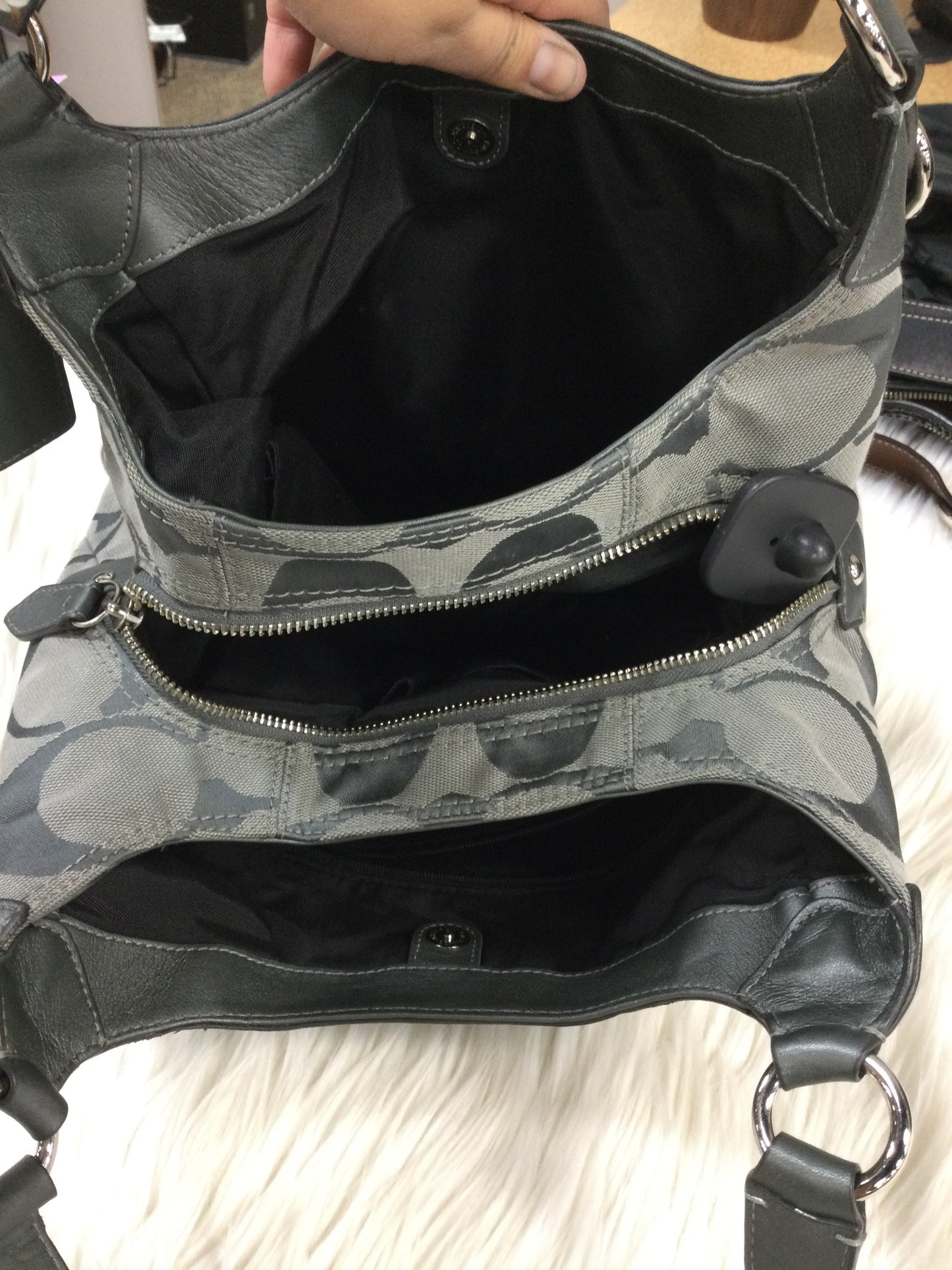 Handbag Designer By Coach In Grey, Size:Small