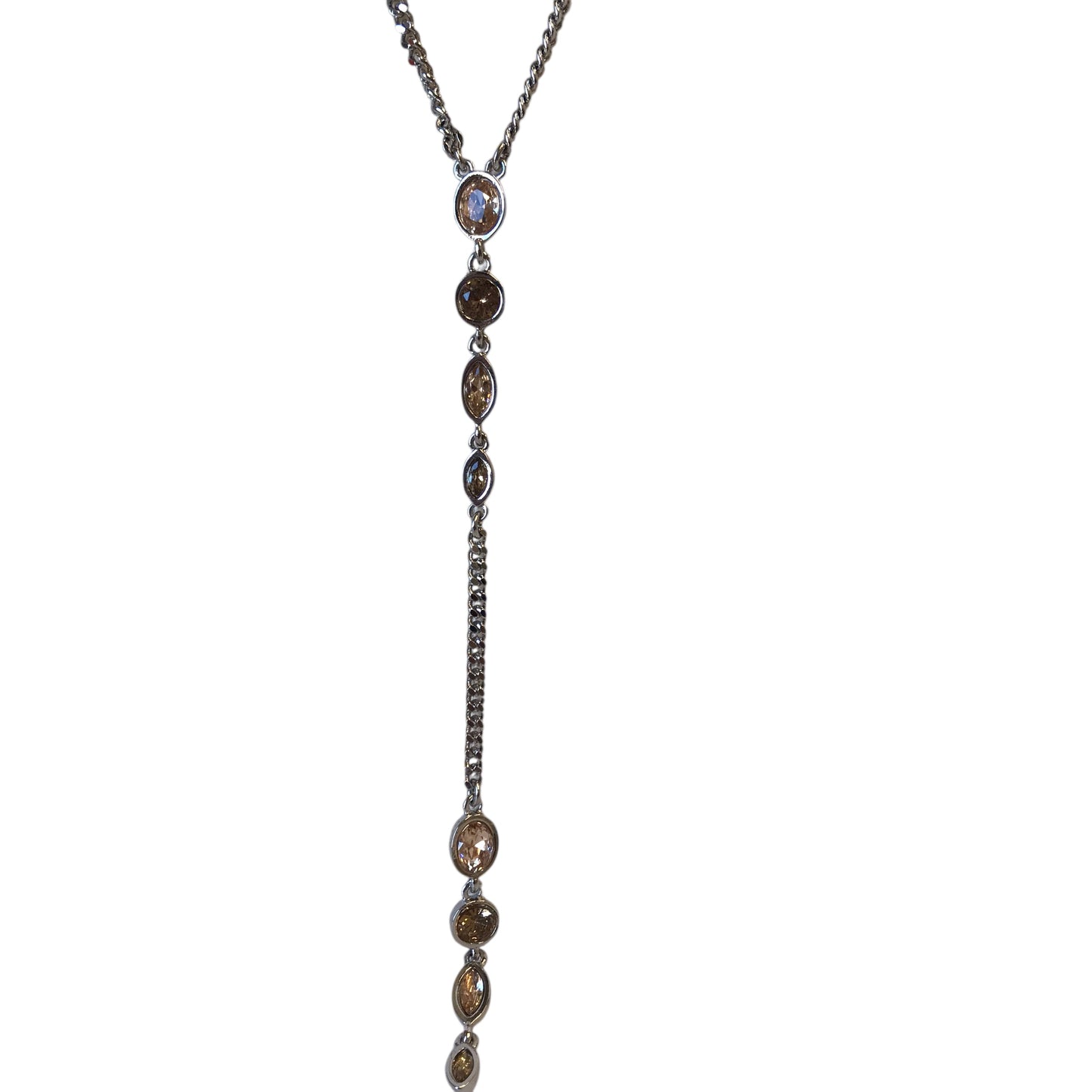 Necklace Lariat & Y-Drop By Dkny In Silver