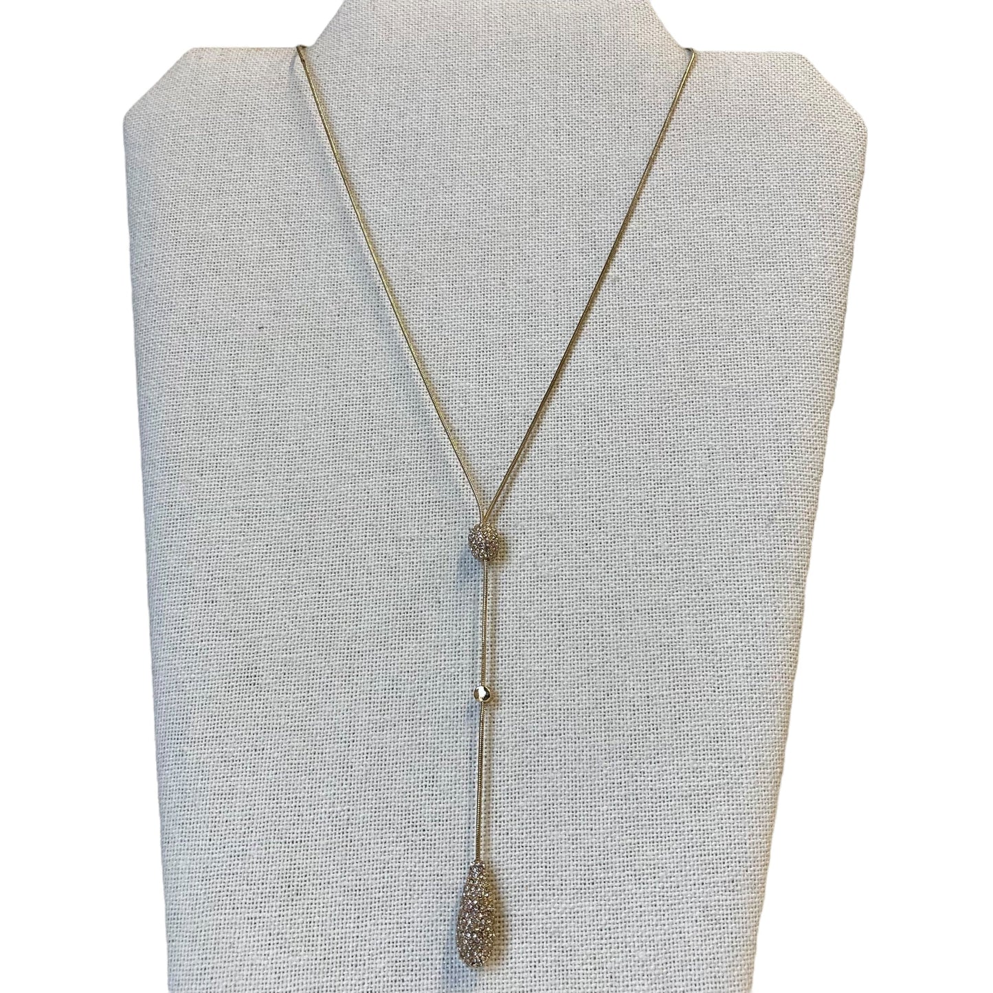 Necklace Lariat & Y-Drop By Express In Gold & White