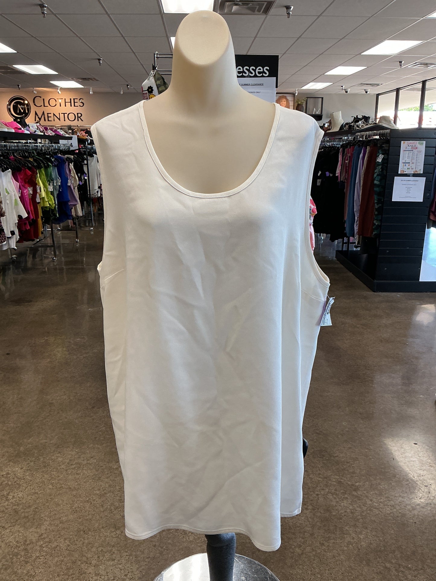Top Sleeveless By Caroline Rose In Cream, Size:3X
