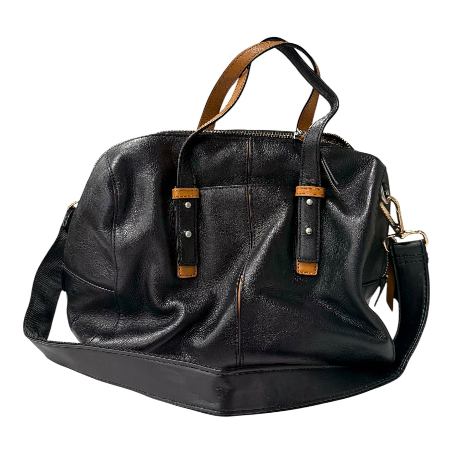 Handbag Leather By Vera Bradley In Black & Brown, Size:Medium