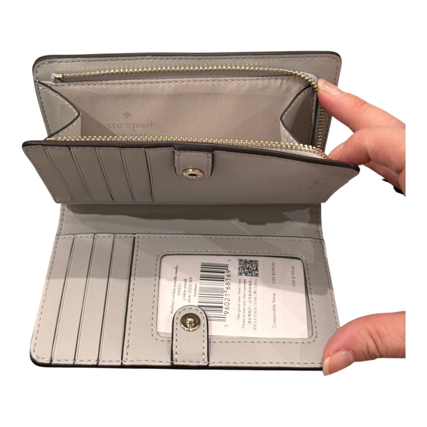 Wallet Designer By Kate Spade In Silver, Size:Medium