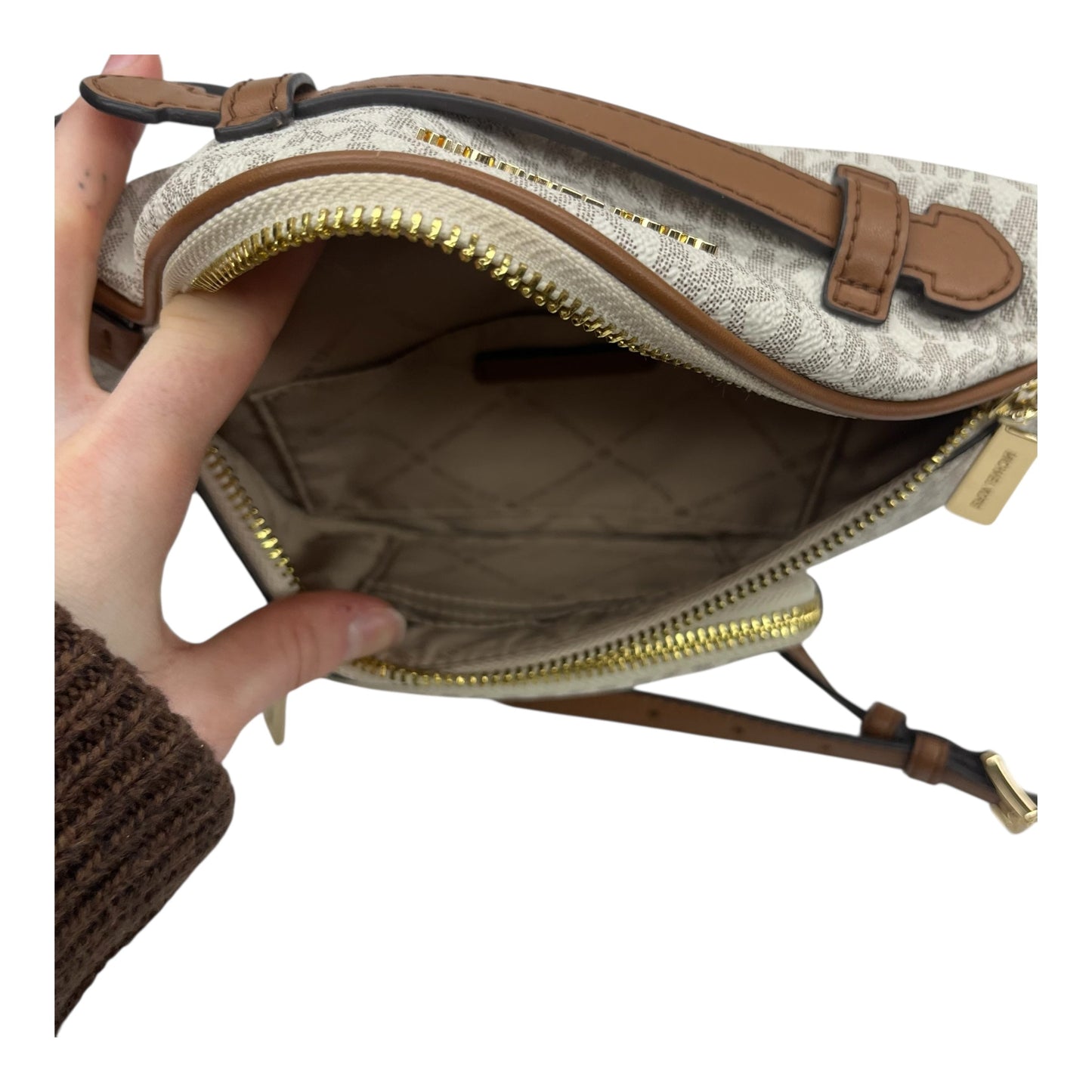 Belt Bag Designer By Michael Kors In Cream & Tan, Size:Medium