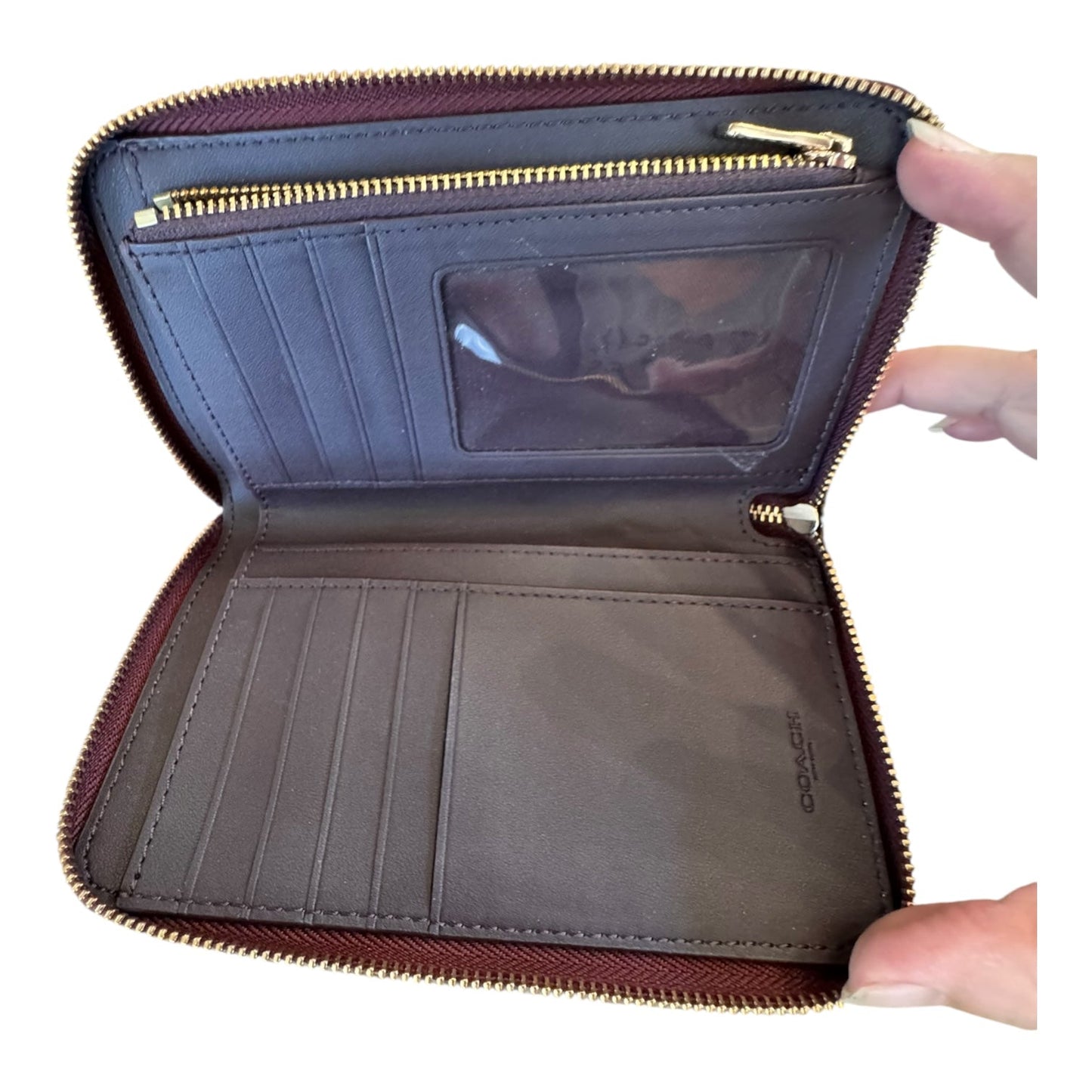 Wallet Designer By Coach In Maroon, Size:Medium
