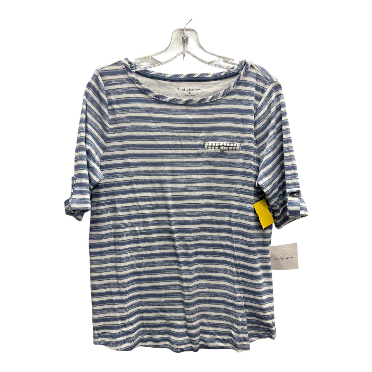 Top Ss Basic By Croft And Barrow In Blue & White, Size:L