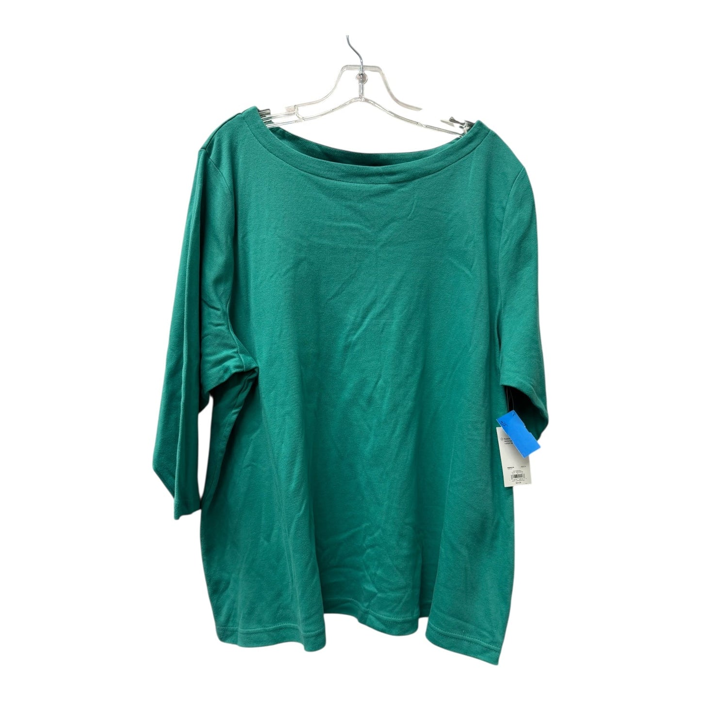 Top 3/4 Sleeve Basic By Croft And Barrow In Green, Size:2X