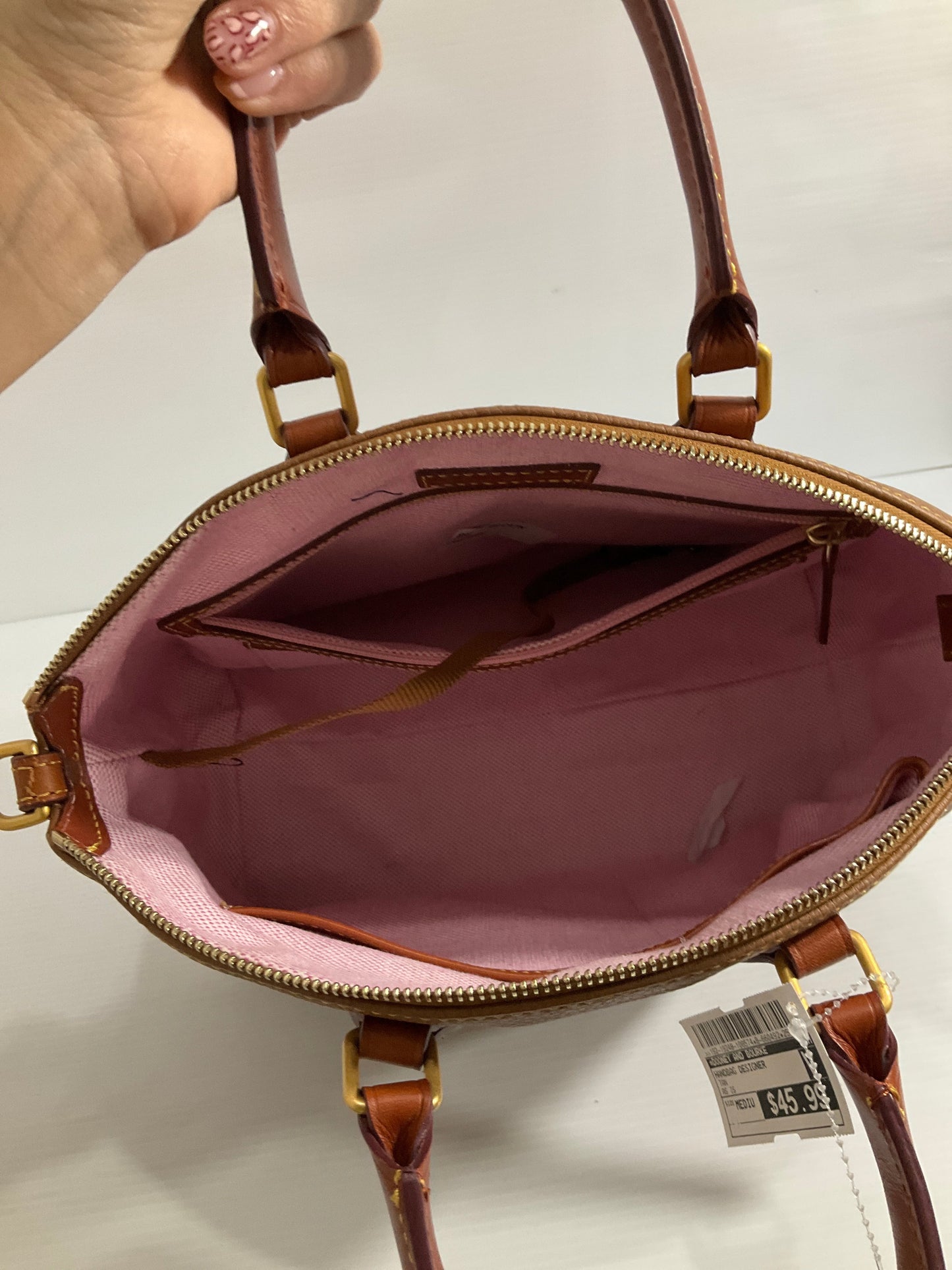 Handbag Designer By Dooney And Bourke In Tan, Size:Medium