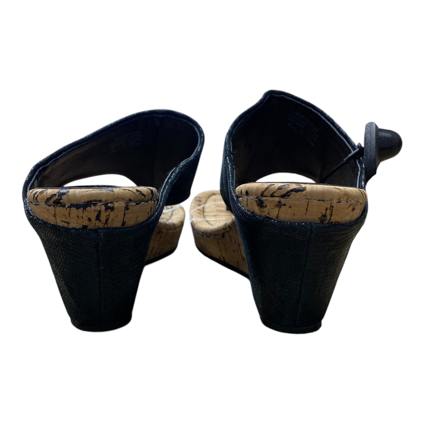 Sandals Heels Wedge By Donald Pliner In Black & Brown, Size:8