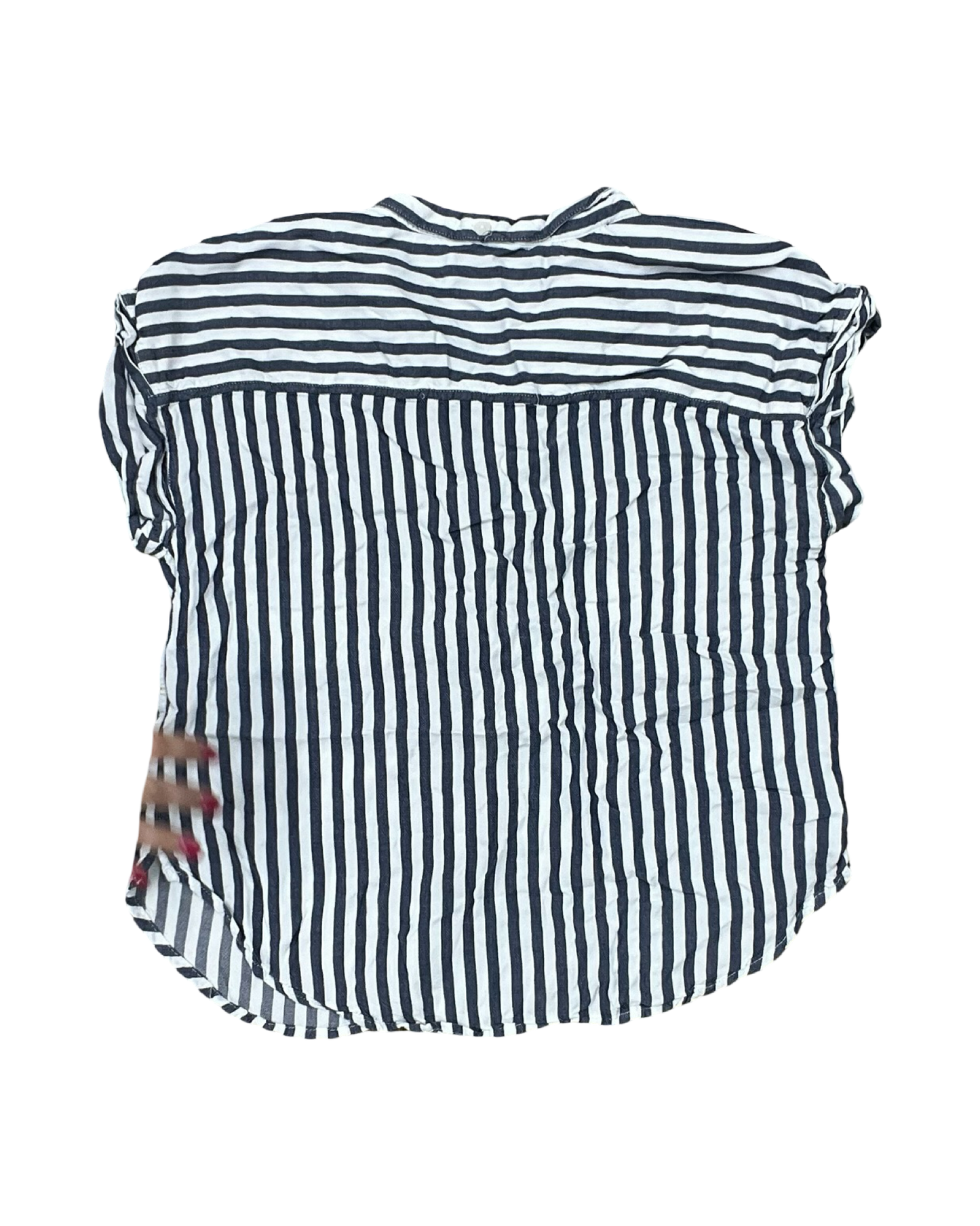 Blouse Ss By Clothes Mentor In Blue & White, Size:L