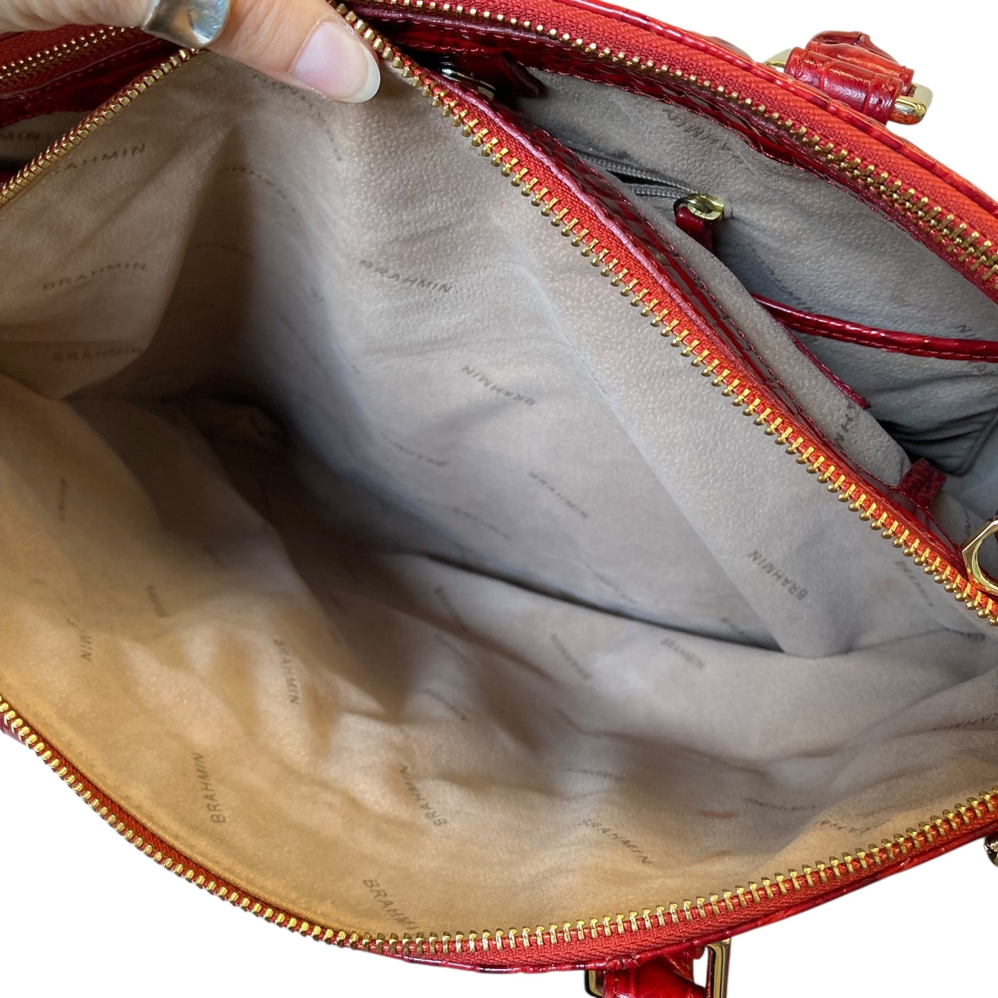 Handbag Designer By Brahmin In Red, Size:Large