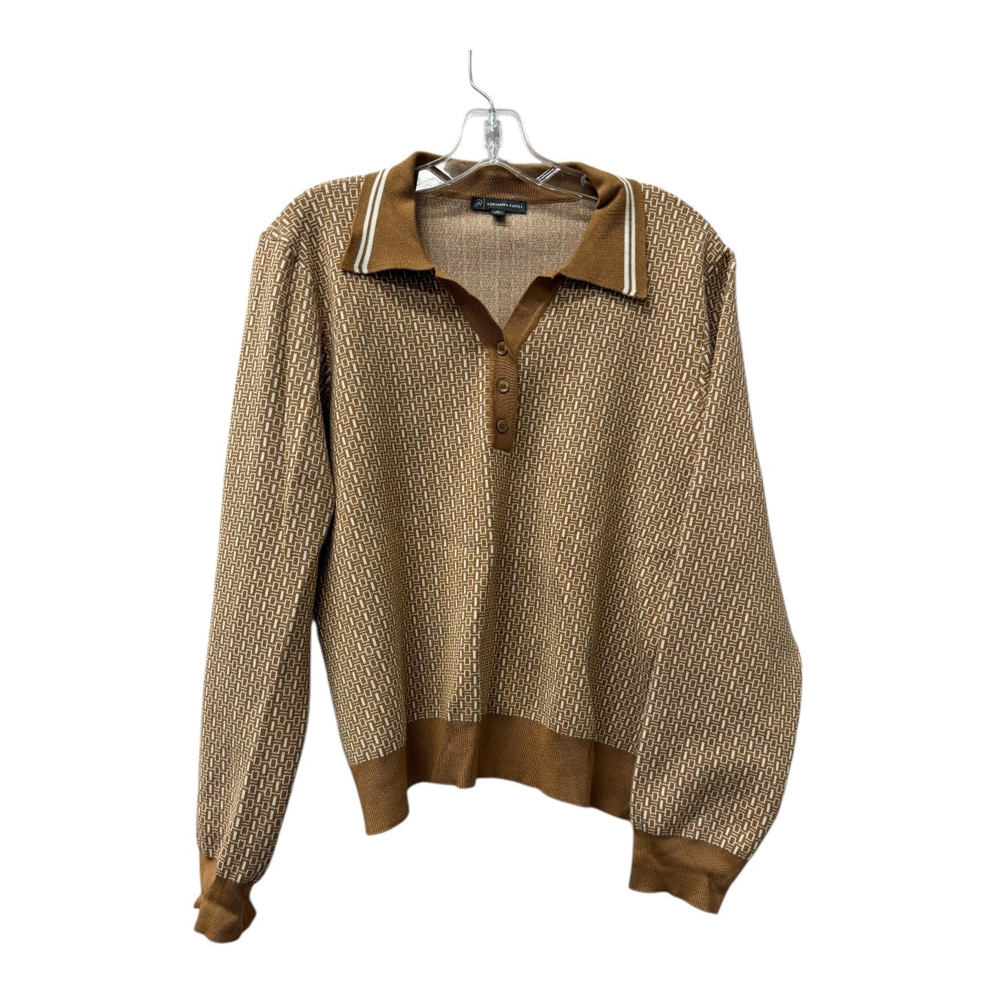 Sweater By Adrianna Papell In Tan & White, Size:Xl