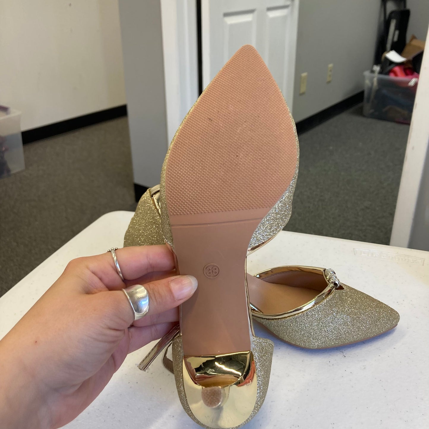 Shoes Heels Kitten By Bailifeibi In Gold, Size:7.5