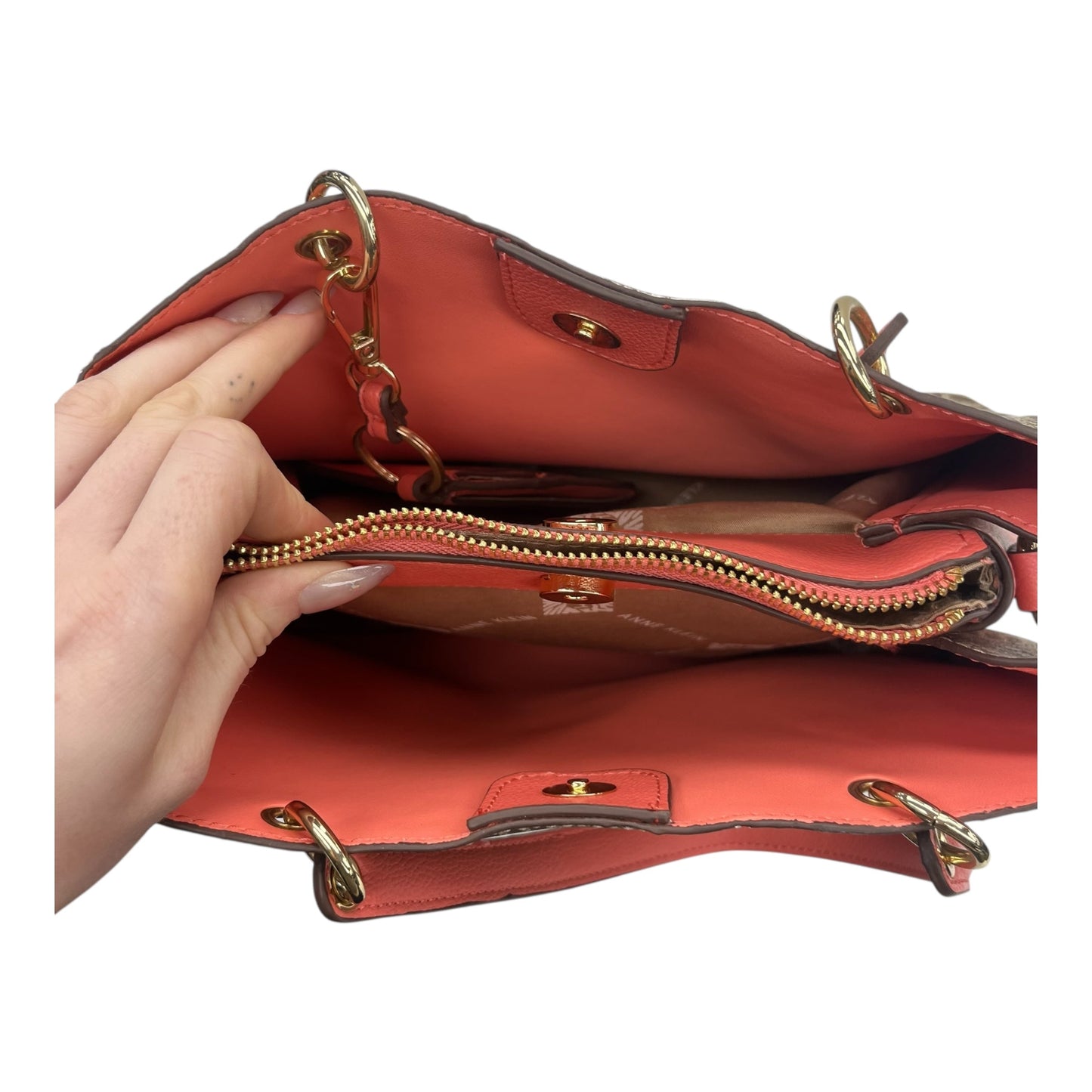 Handbag By Anne Klein In Brown & Orange, Size:Medium