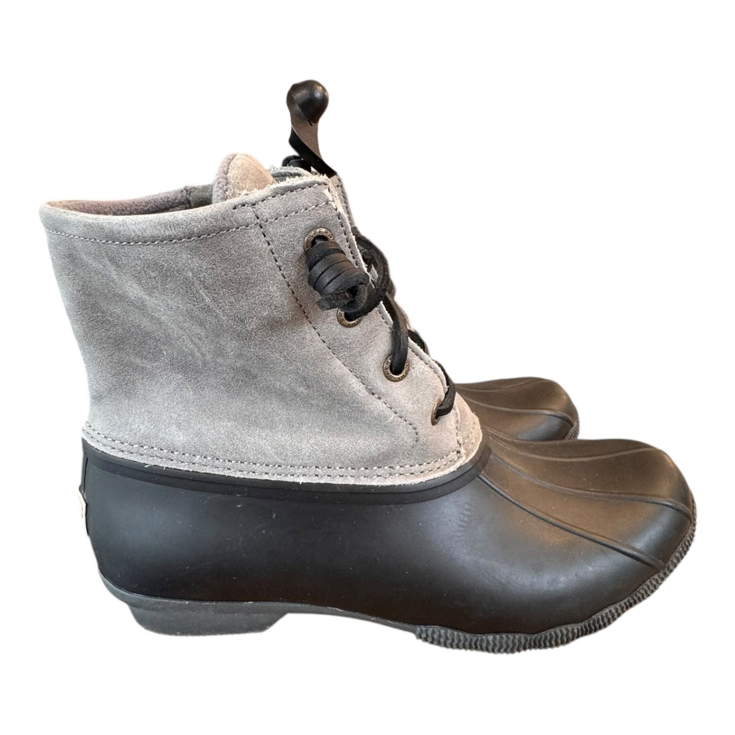 Boots Ankle Flats By Sperry In Grey & Black, Size:7.5