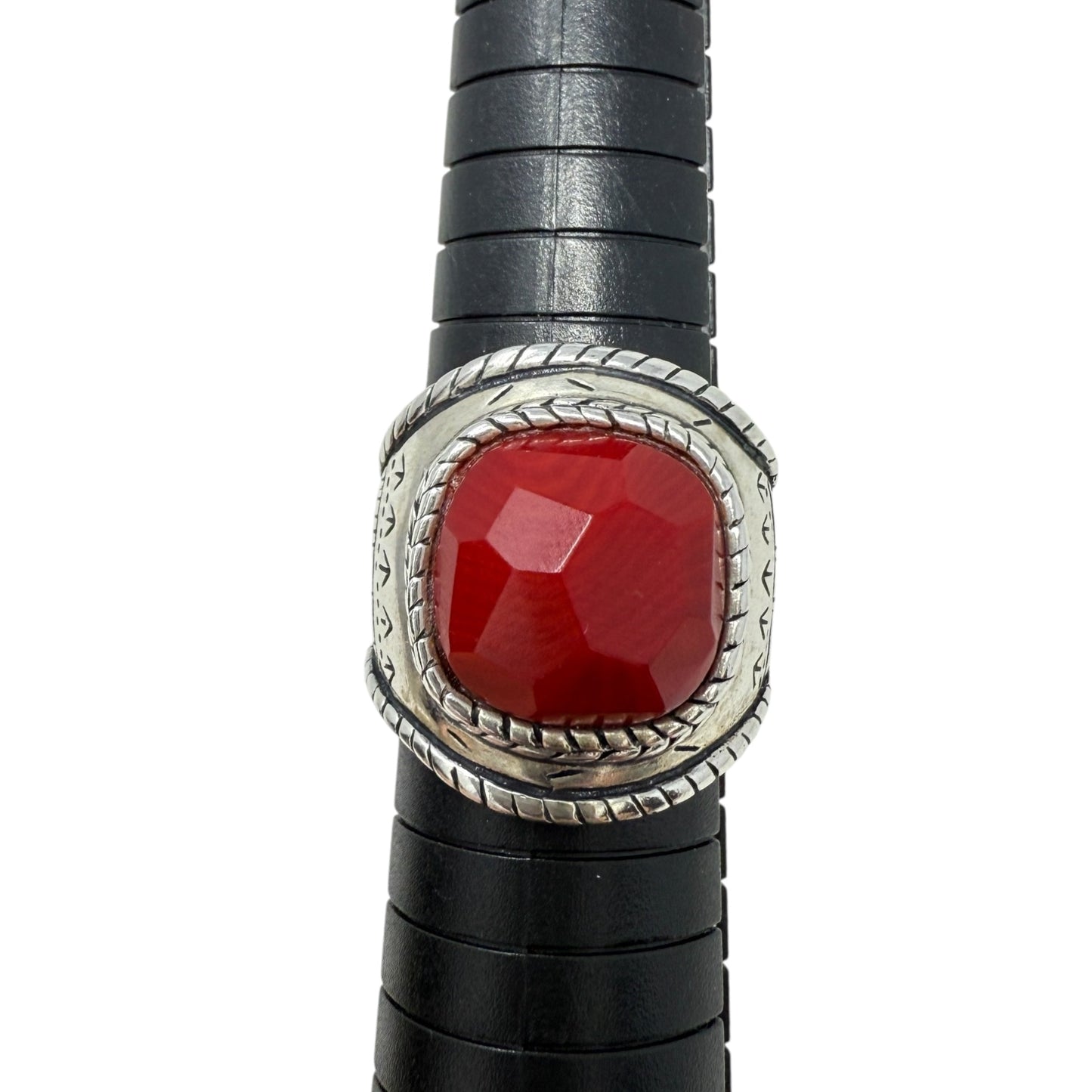 The Samba Ring In Sterling Silver & Red Coral By Silpada, Size: 9