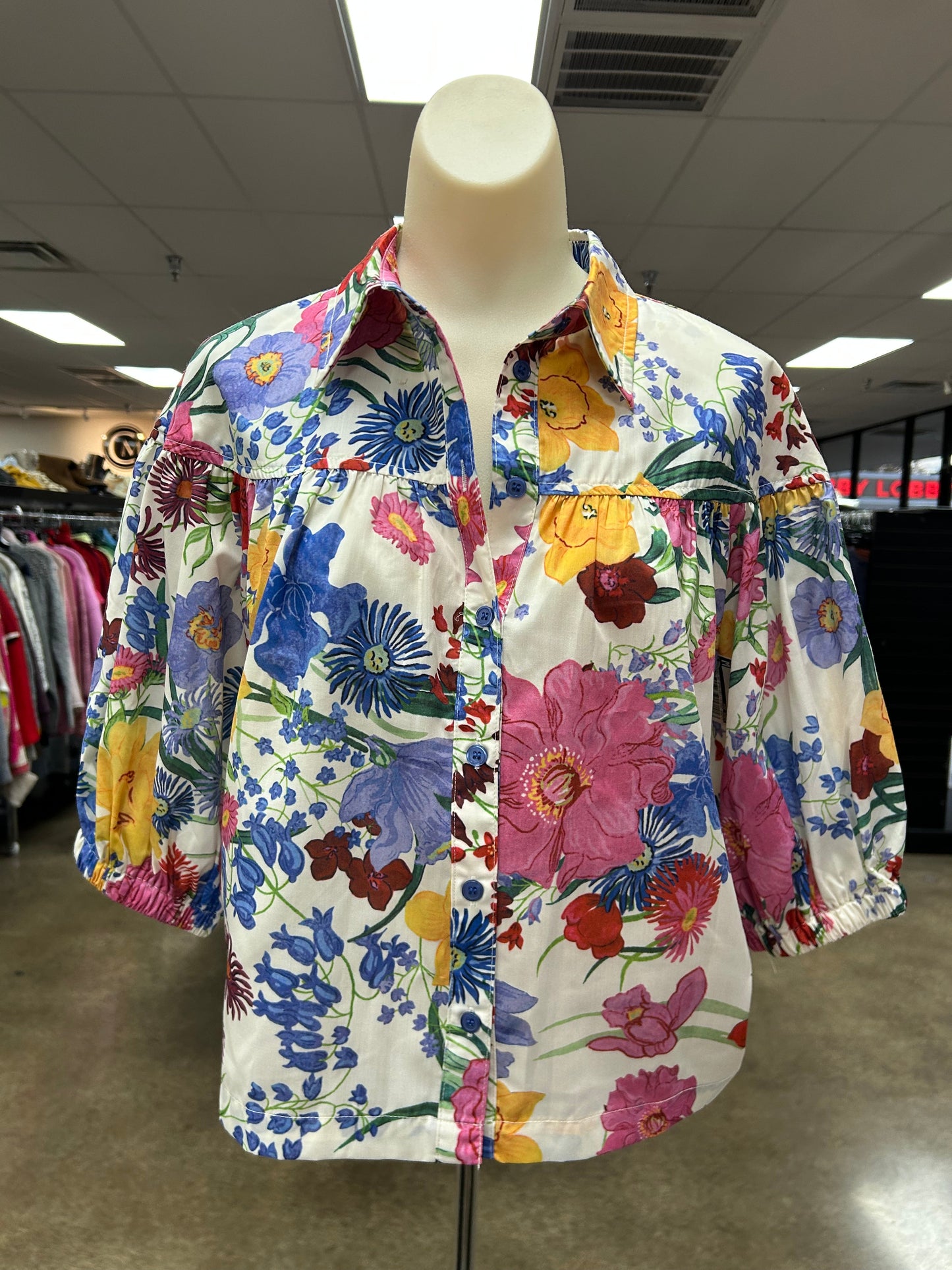 Top Ss By Joy Joy In Floral Print, Size:Xs