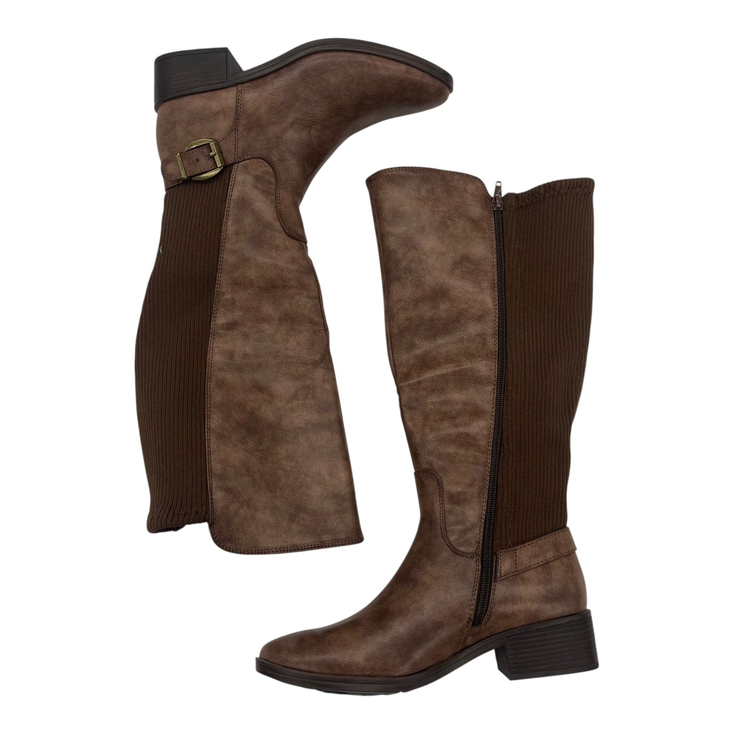 Boots Knee Heels By Bare Traps In Brown, Size:7