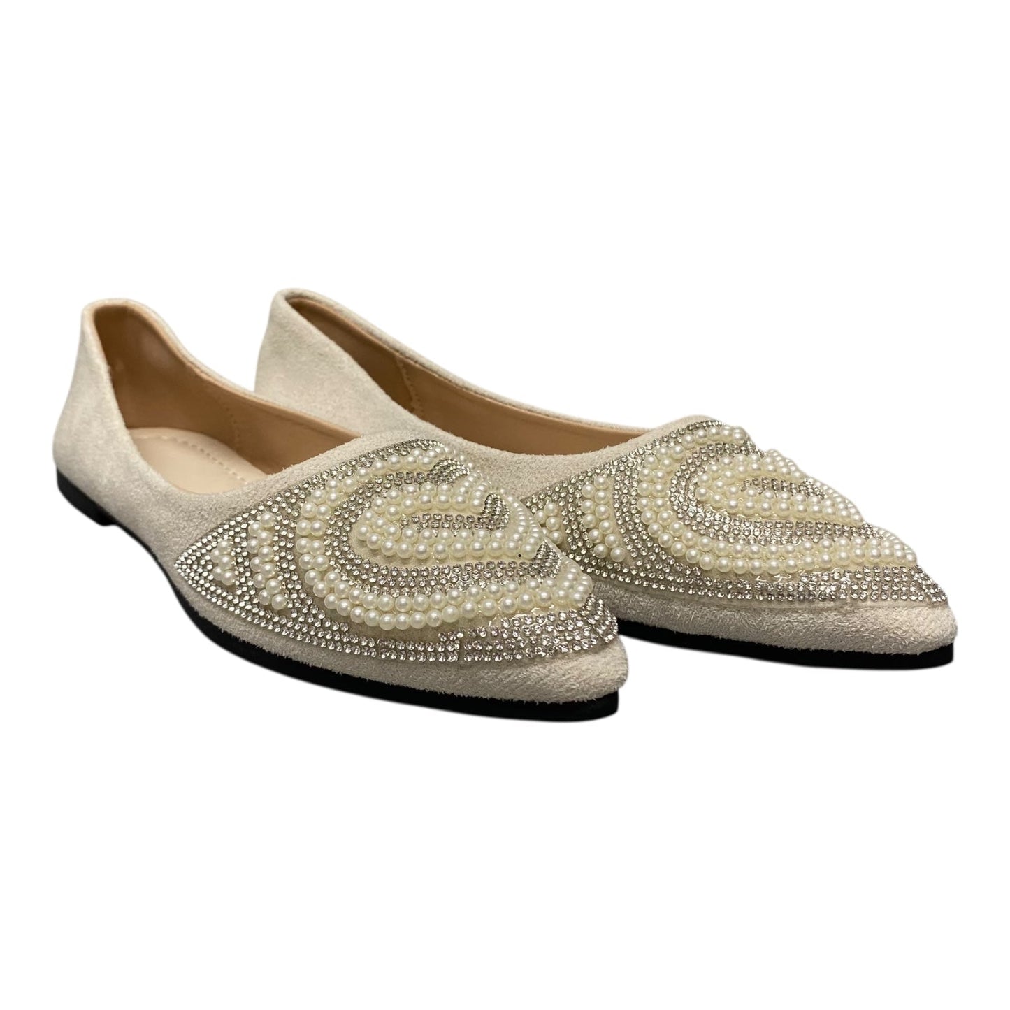 Shoes Flats By Cme In Cream, Size:8.5