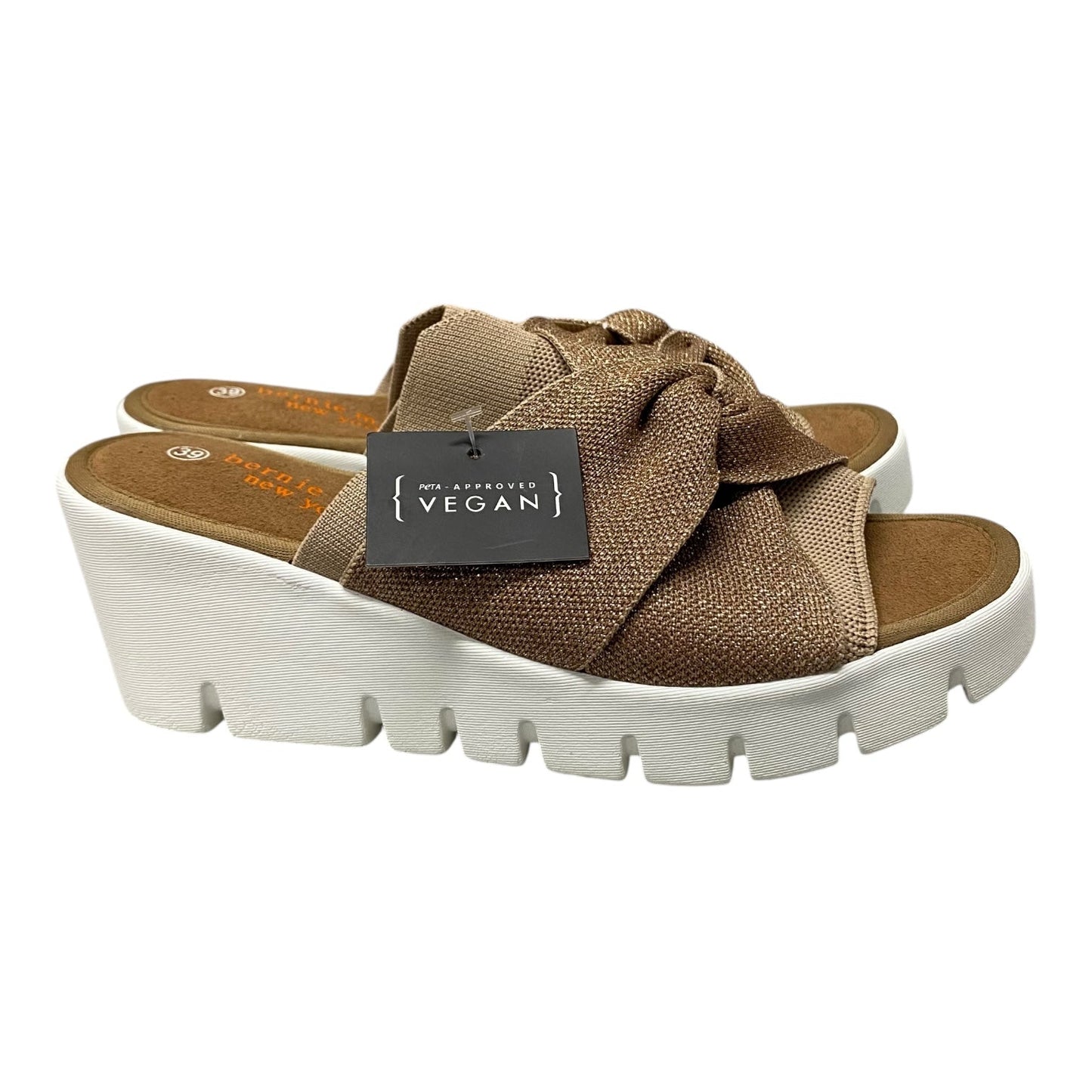 Sandals Heels Wedge By Bernie Mev In Gold, Size:8.5