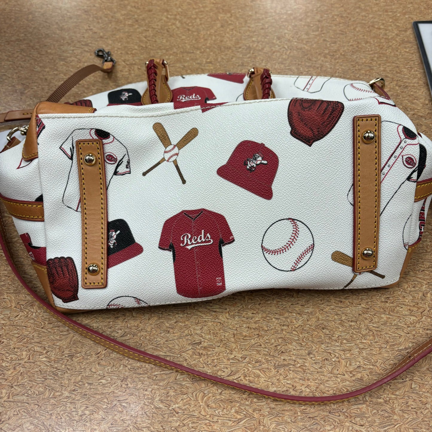 Handbag Designer By Dooney And Bourke In Red & White, Size:Medium