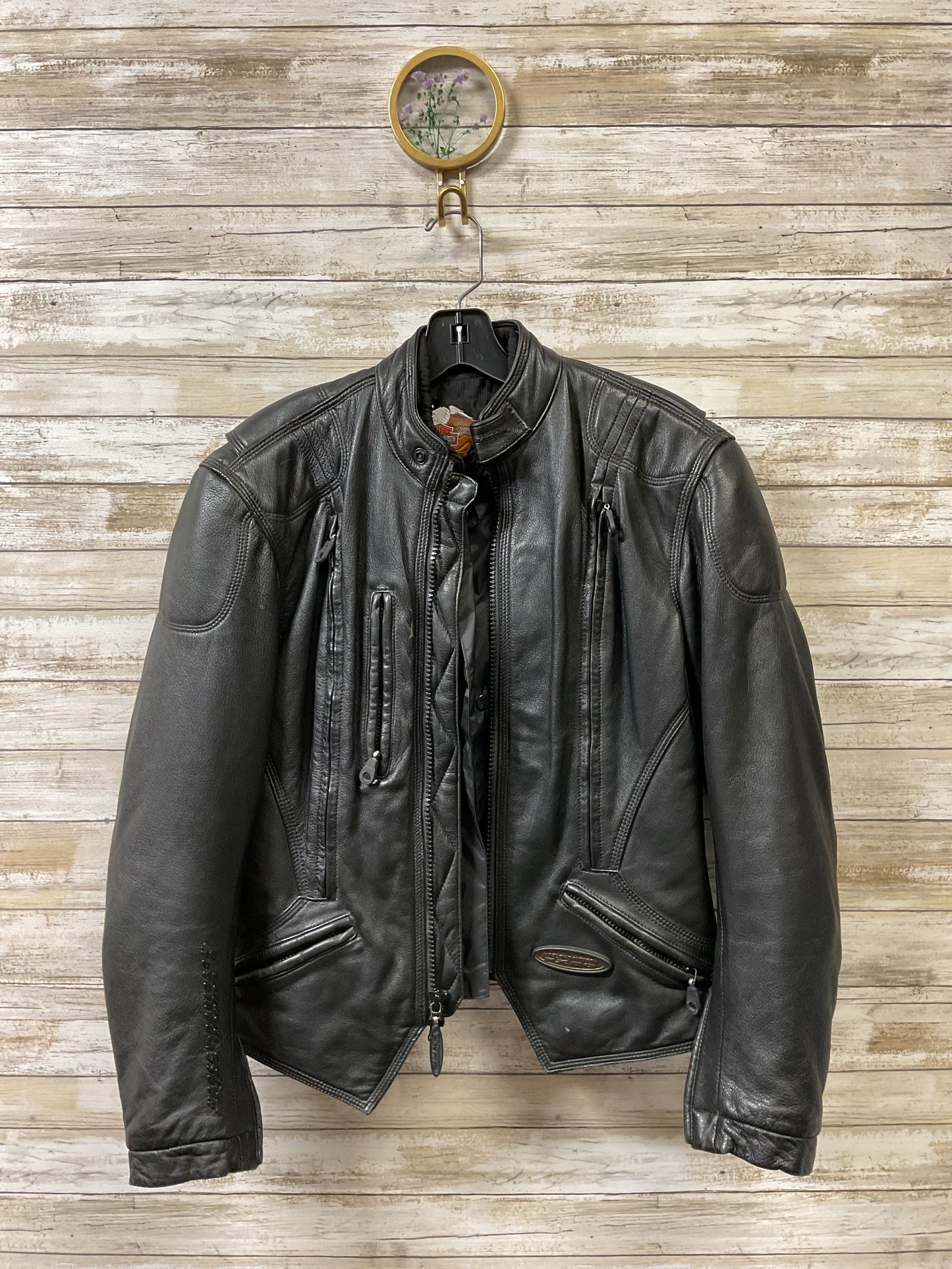 Jacket Moto Leather By Harley Davidson In Black, Size:S