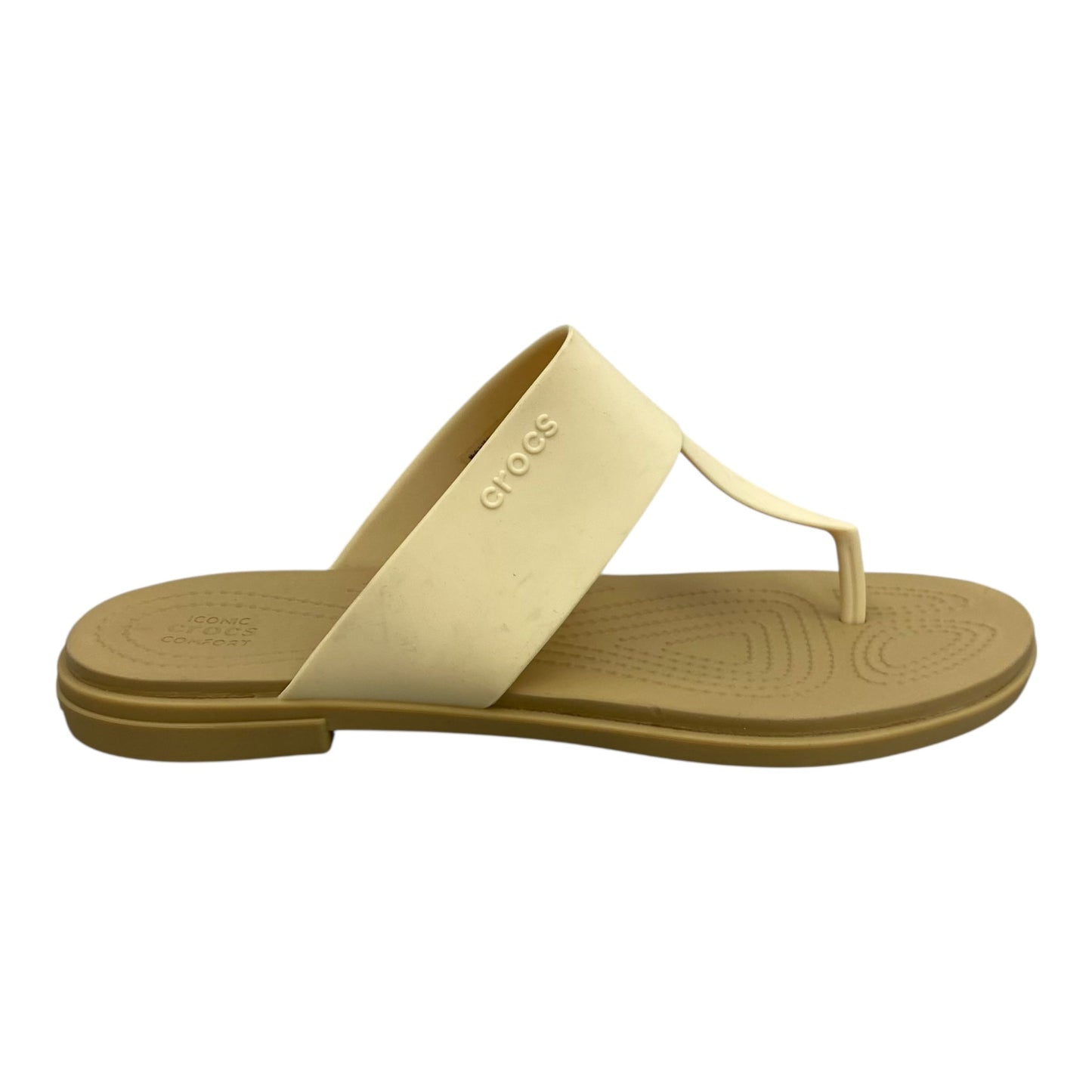 Sandals Flip Flops By Crocs In Tan, Size:9