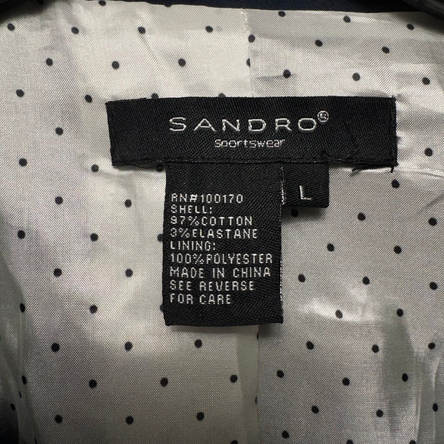 Jacket Designer By Sandro Sportswear In Navy, Size: L
