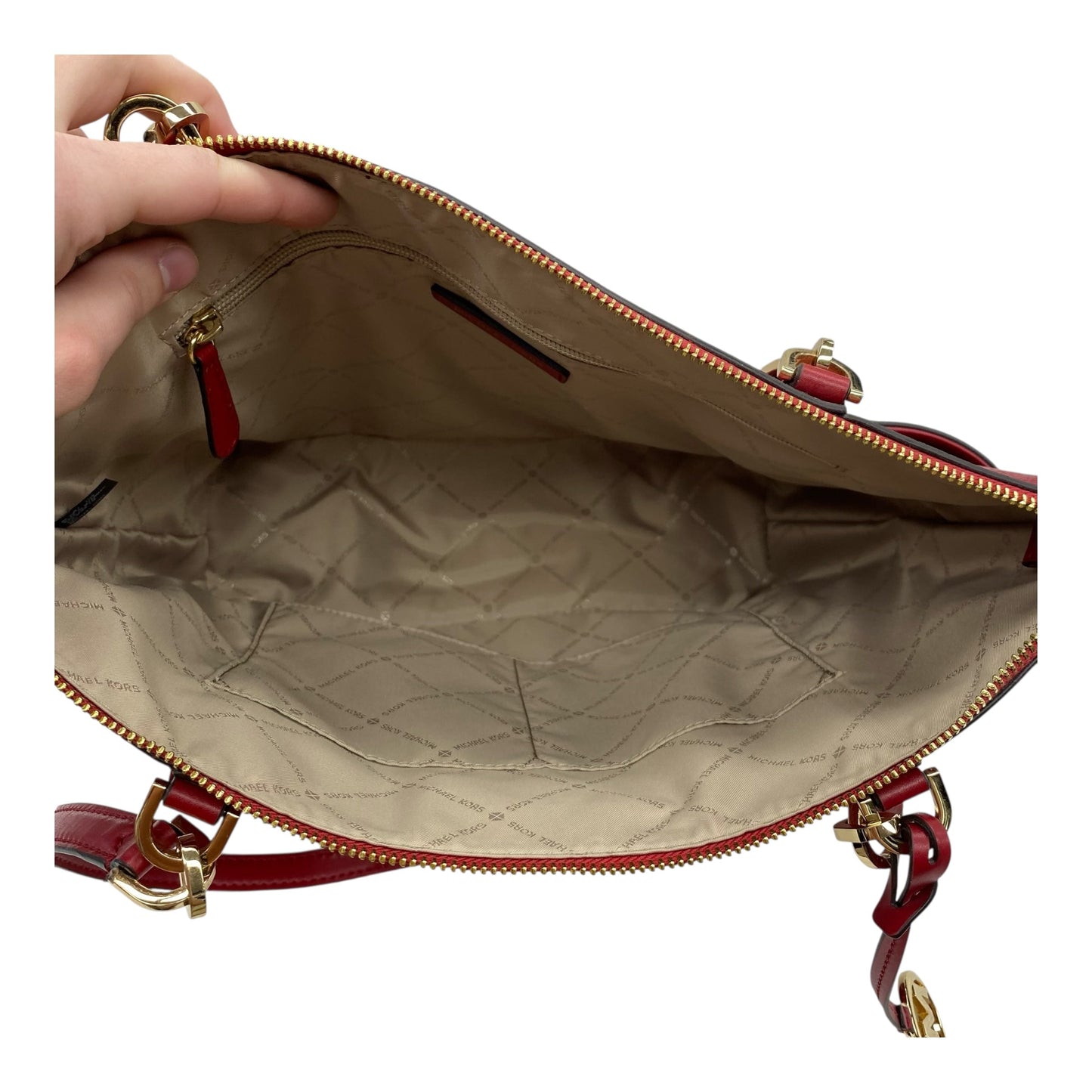 Handbag Designer By Michael Kors In Red, Size:Medium