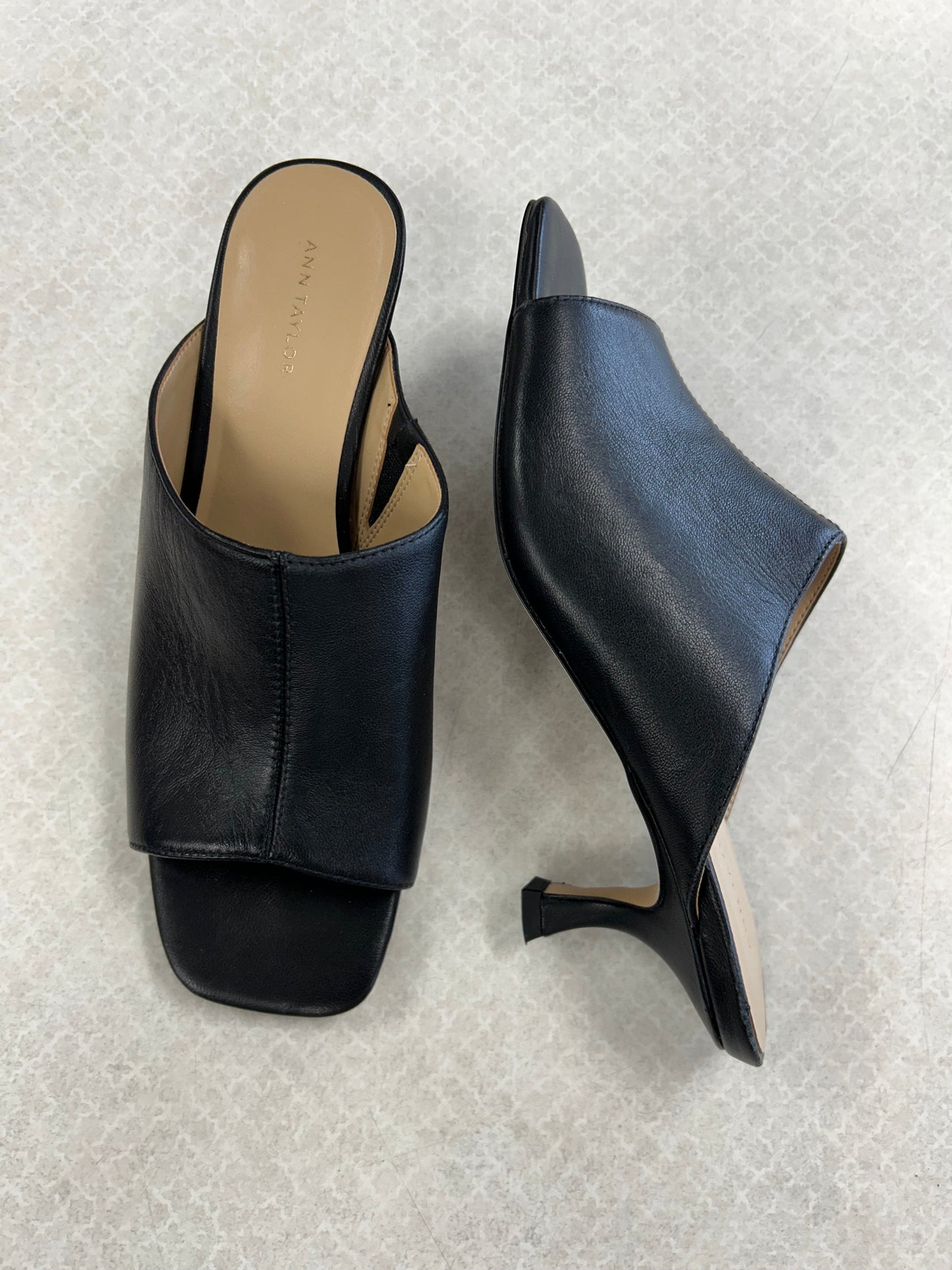 Sandals Heels Kitten By Ann Taylor In Black, Size:6.5