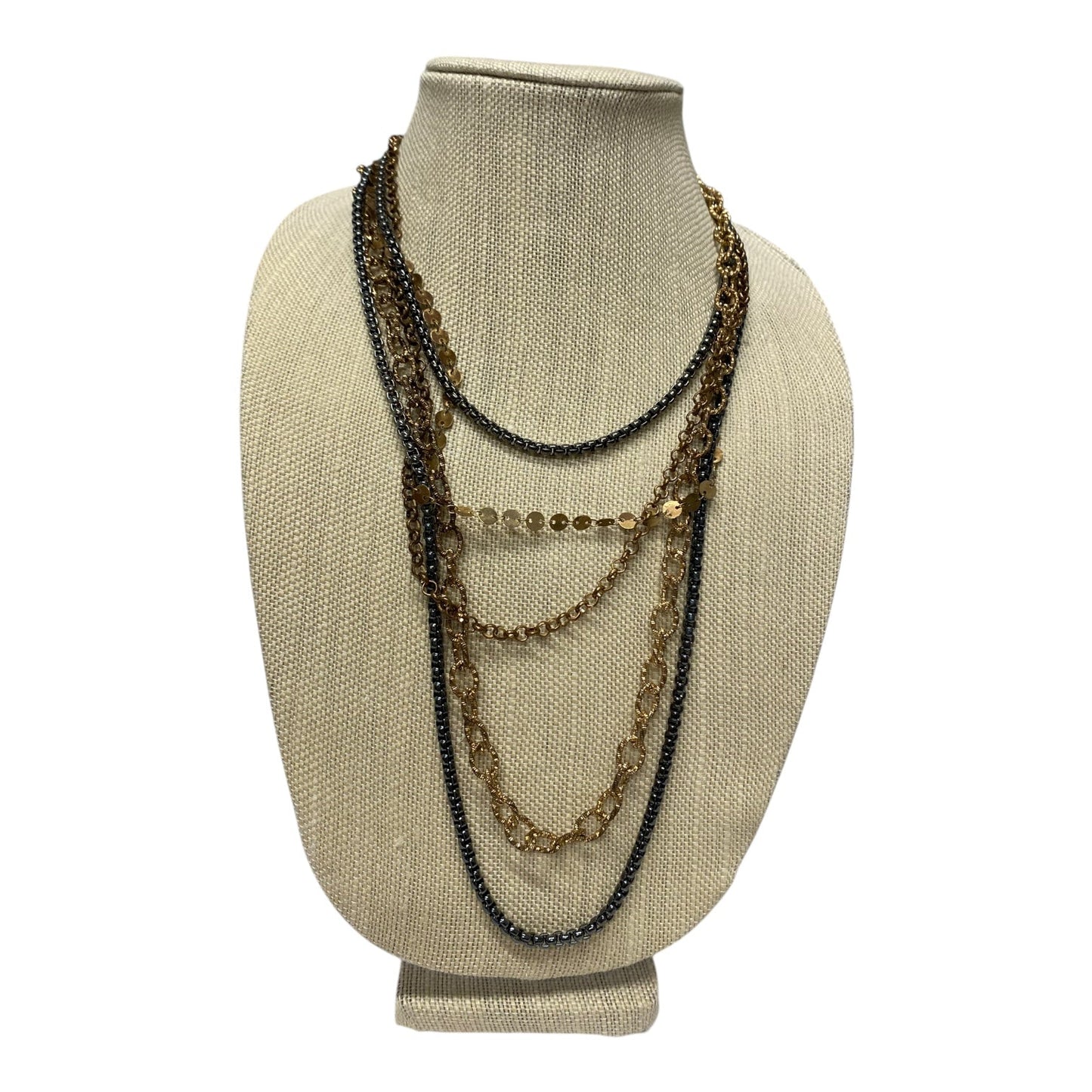 Necklace Layered By Versona In Black & Gold