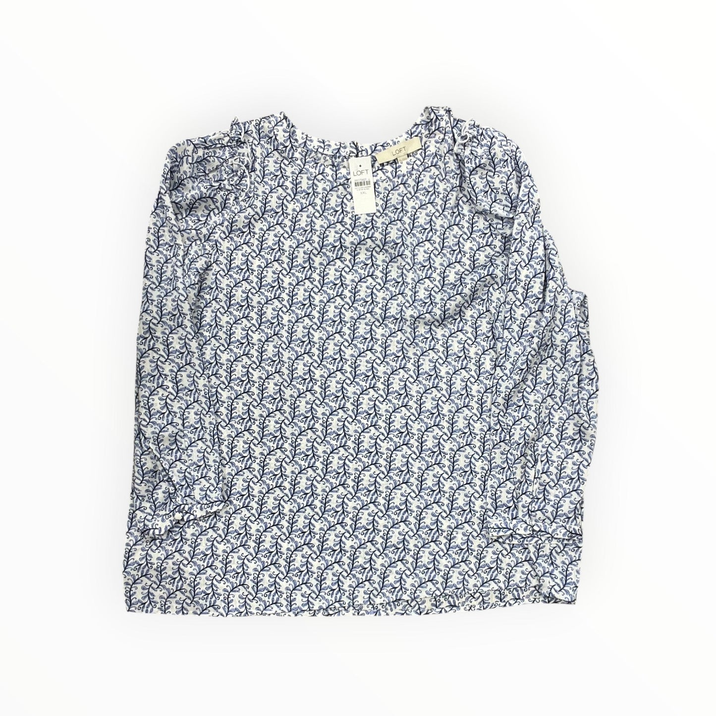 Top Ls By Loft In Blue & White, Size:1X