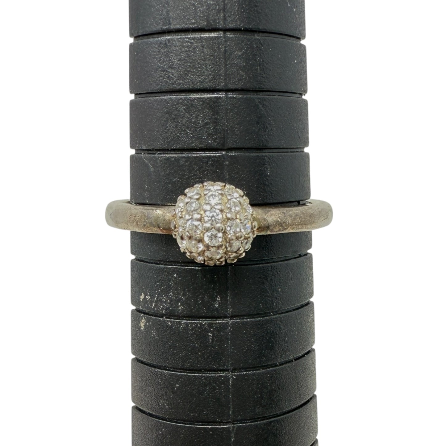 Sterling Silver Disco Lights Pave Crystal Ball CZ Stacking Ring By Silpada, Size: 8
