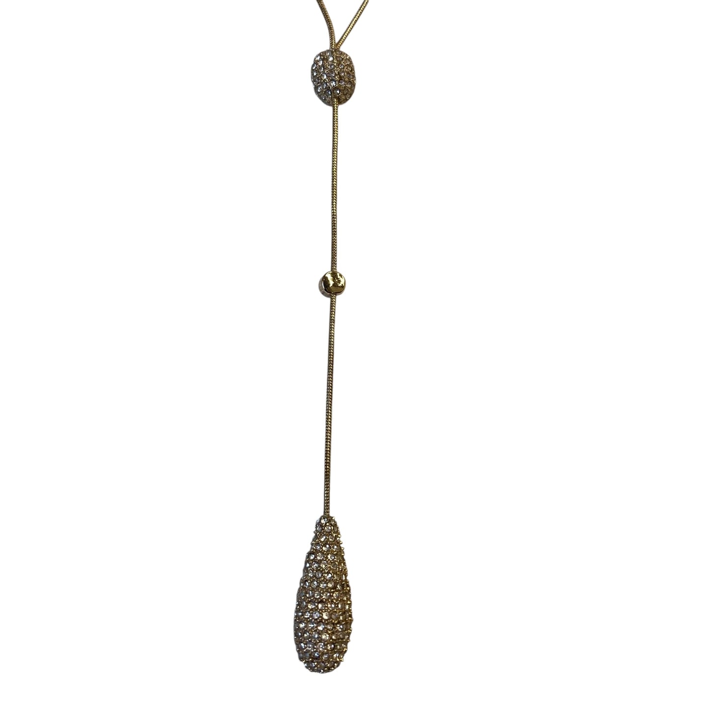 Necklace Lariat & Y-Drop By Express In Gold & White