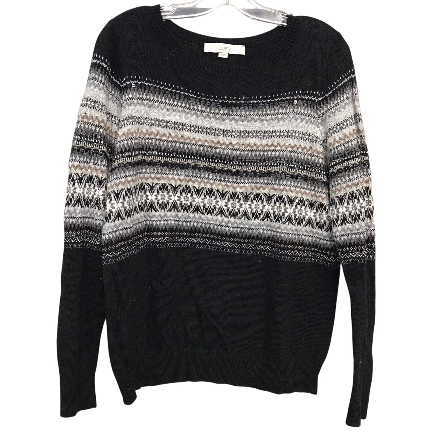 Sweater By Loft In Black & Grey, Size:M