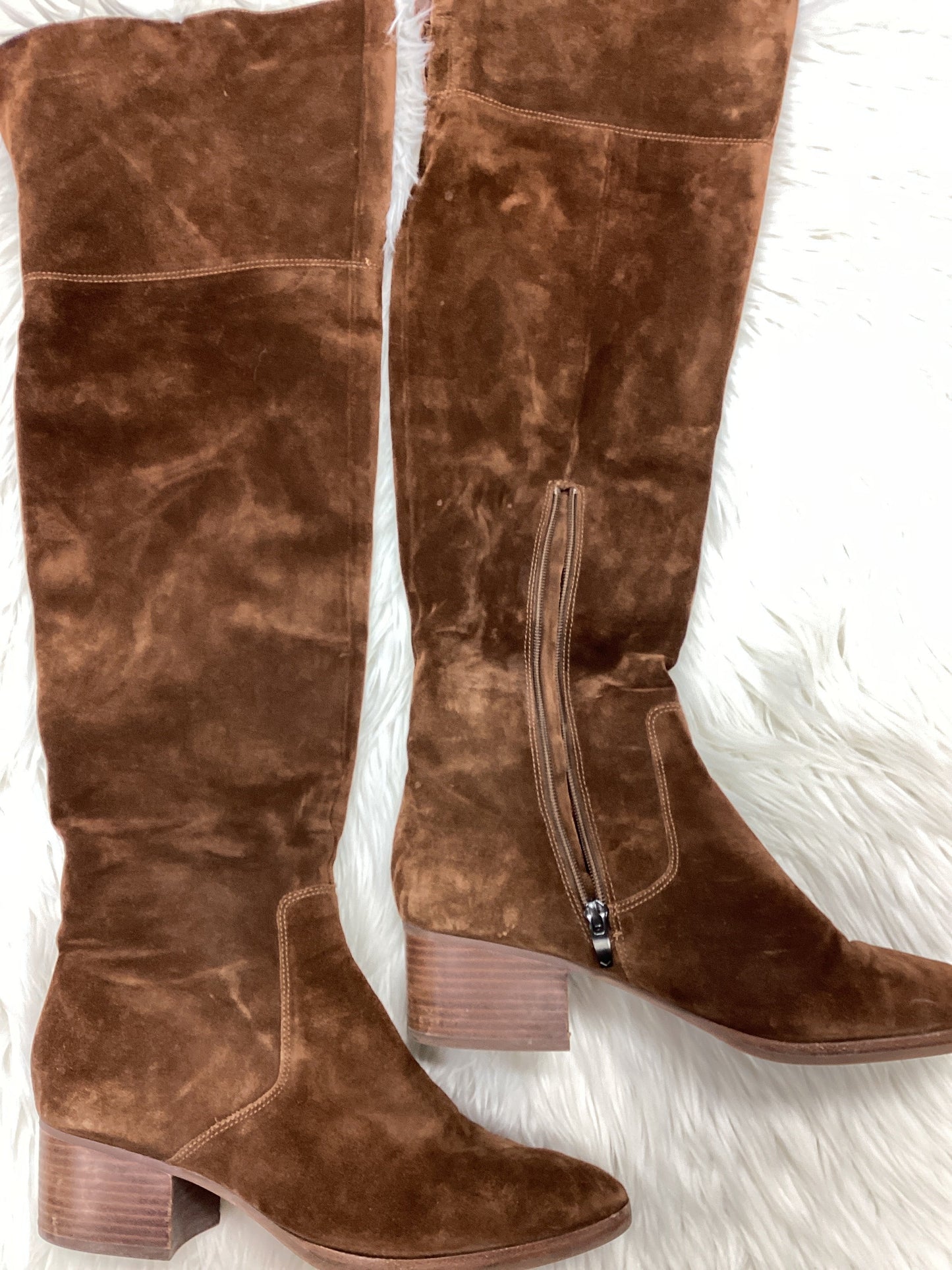 Boots Knee Flats By Via Spiga In Brown, Size:8