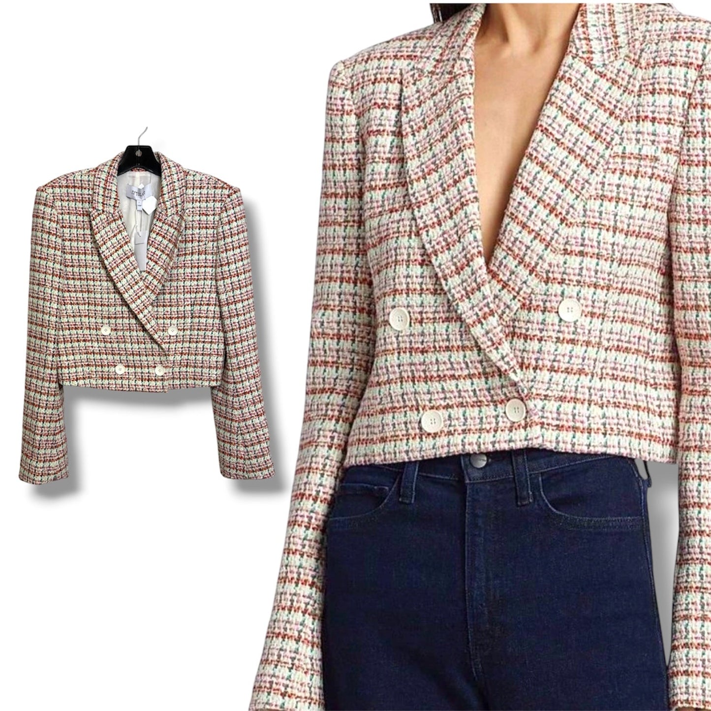 Blazer Designer By Derek Lam In Pink & White, Size: 2
