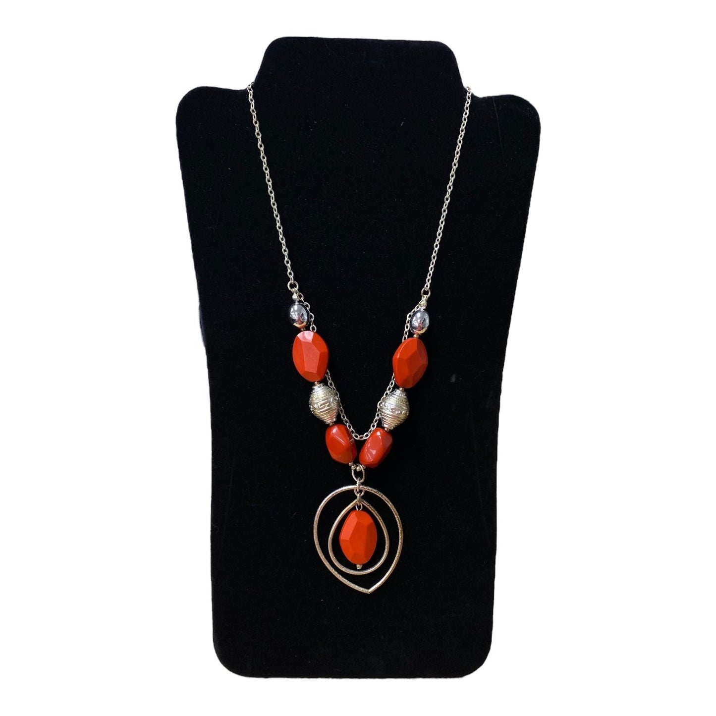Necklace Pendant By Premier Designs In Red & Silver